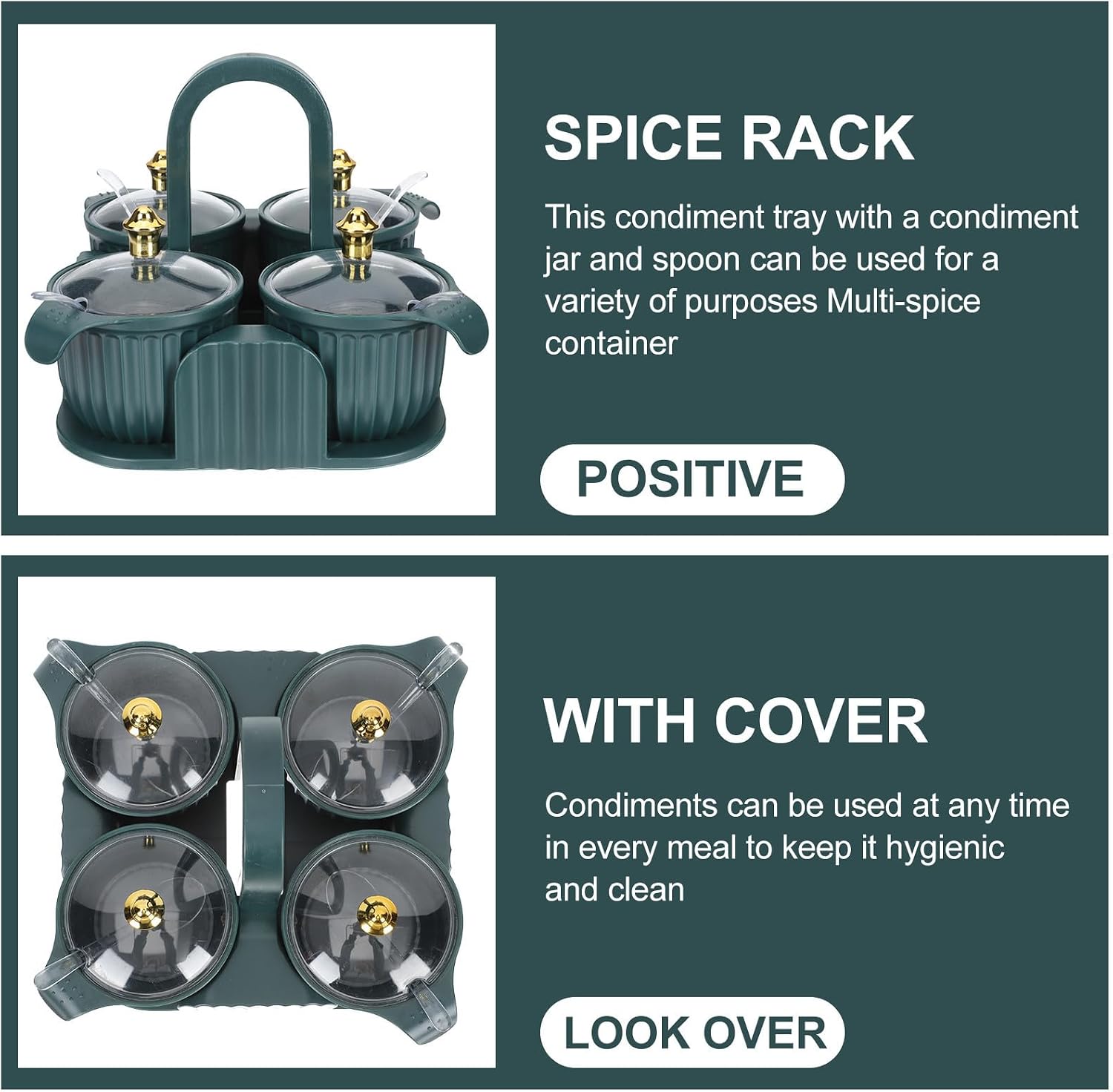 Portable Seasoning Container Set with Handle and Spoons, Hips