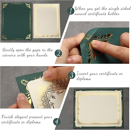 Miniatura 5 de Juego de 100 juegos de papel de certificado de una sola cara con borde de lámina dorada para cubiertas de certificados de 8.5 x 11 pulgadas,