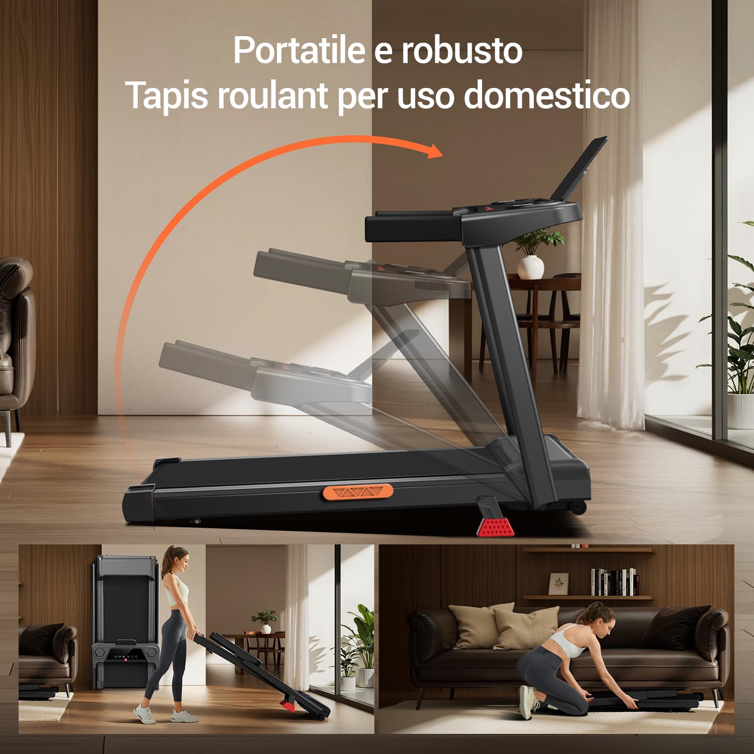 LONTEK Tapis Roulant Salvaspazio con Inclinazione 15%, Tapis Roulant Elettrico 12KM/H, Tapirulan Pieghevole da Casa con Motore da 3.0 HP e Display LED, Carico Massimo 136KG