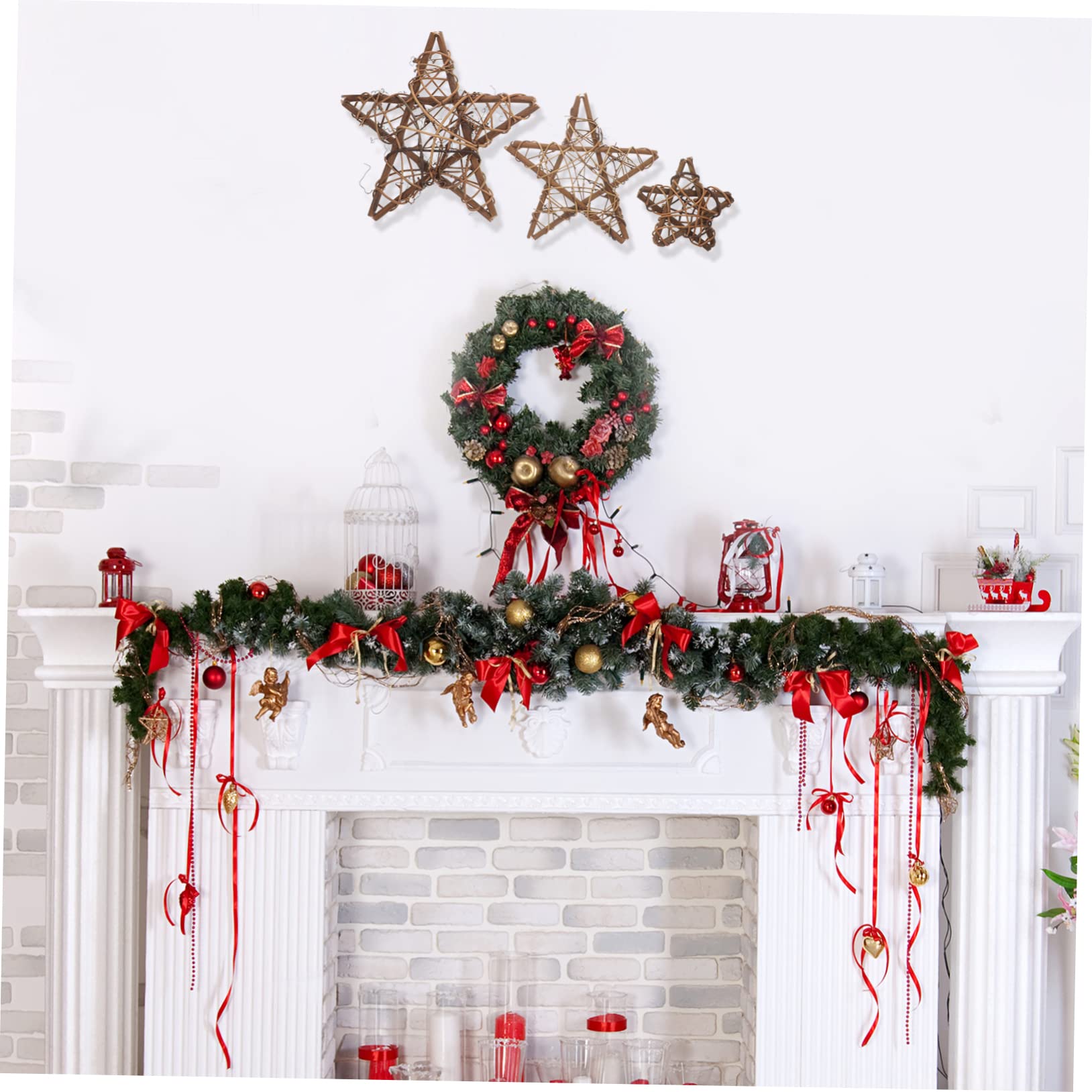 STOBAZA 12piezas Guirnalda De Ratan Estrella Aro De Ratan para Manualidades y Decoración Material Natural para Creaciones Personalizadas Fiestas y Eventos