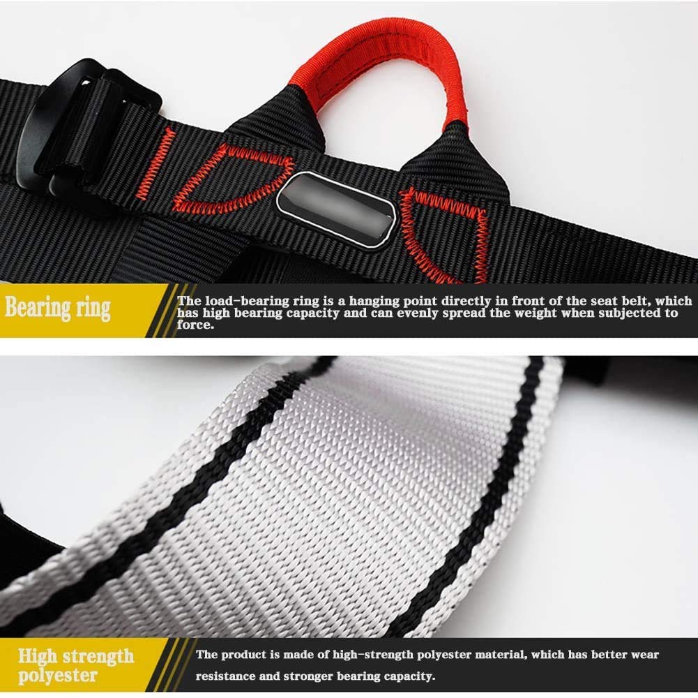 SwaYve Cinturón de Seguridad para Trabajos Aéreos Arnés de Protección Contra Caídas, Arnés de Cuerpo Completo Cinturón de Techador para Montañismo Escalada de Árboles Protección Contra Caídas Al Aire