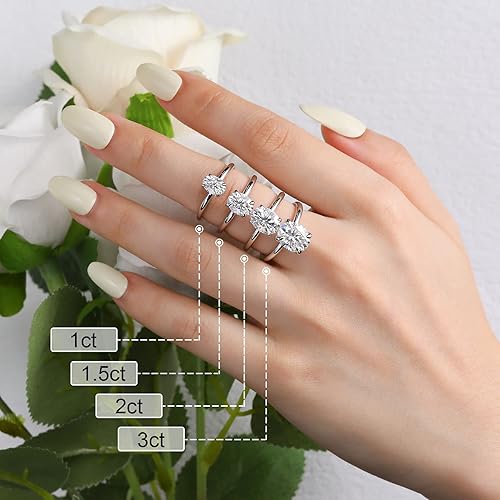 Miniatura 3 de Ladylike Oval Cut Moissanite Engagement Ring for Women 925 Sterling Silver Solitaire Rings D Color Lab Created Promise Wedding Ring for Her