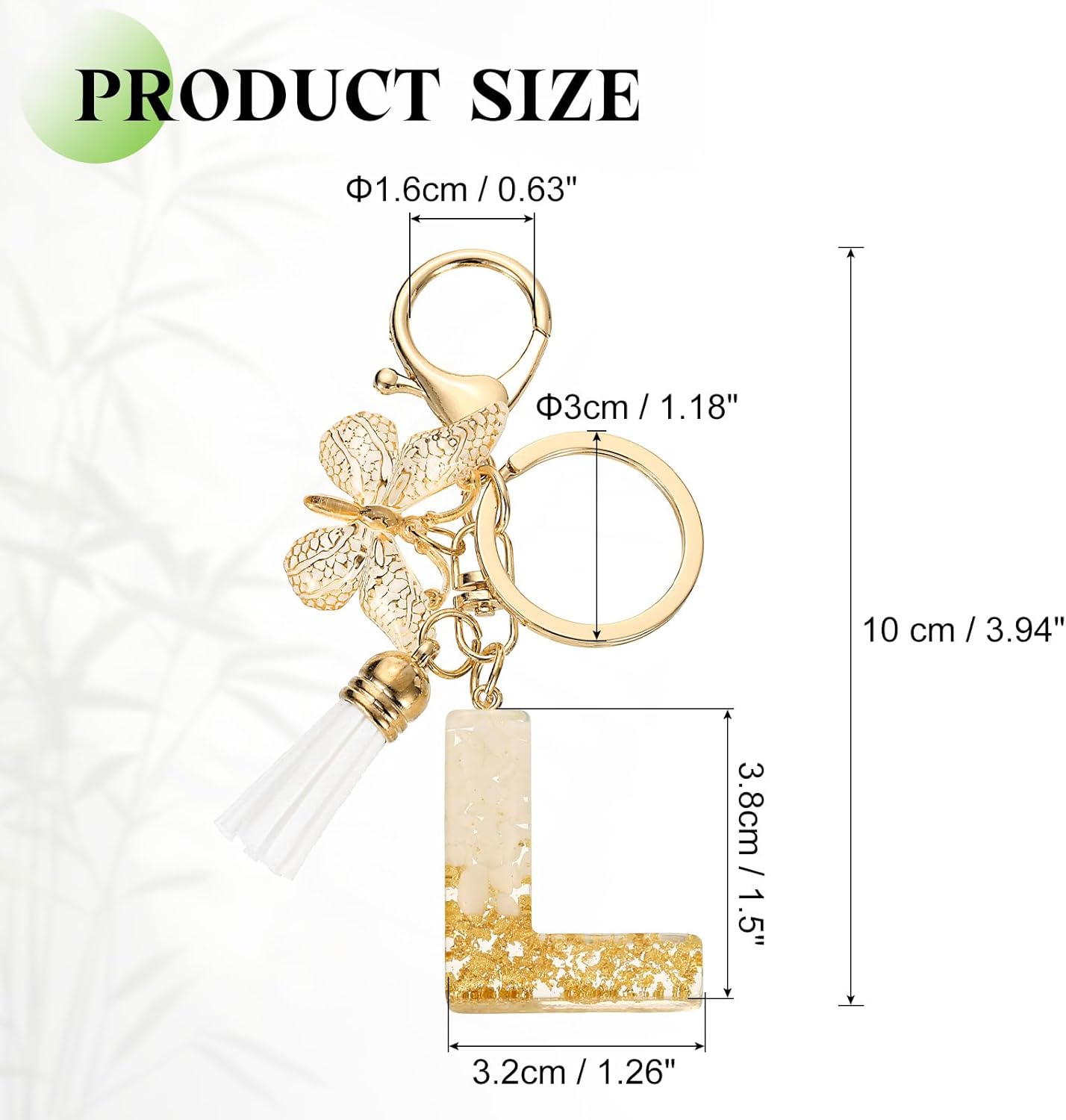 uxcell Initial Letter Keychains, Resin Cute Butterfly Tassel Pendant Accessory for Women Alphabet Key Ring - Image 2