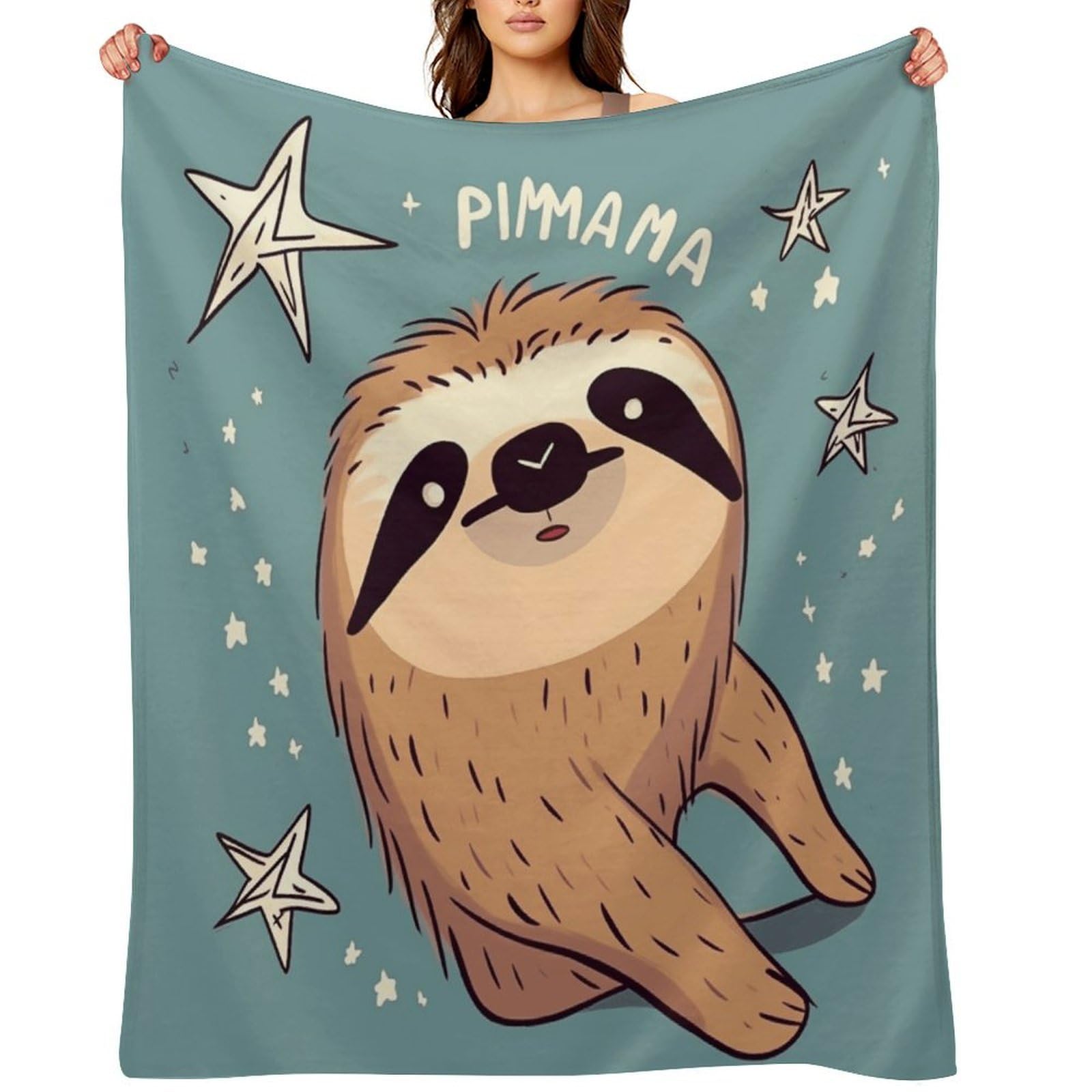 Funny Sloth Stars Throw Blanket for Couch and Bed Super Soft Warm Lightweight Throw Blankets Cozy Fuzzy Flannel Blanket Personalized Decorative Blankets for Sofa Decor 50"x60"