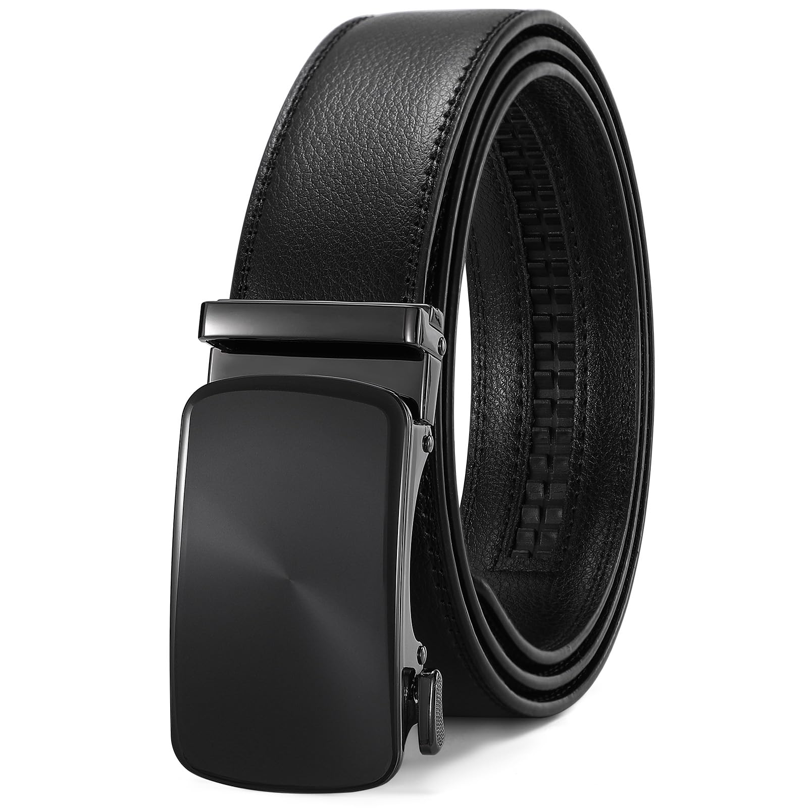 SUOSDEY Herren Automatik Ledergürtel, Ratschengürtel für Business Casual Jeanshosen 35 mm Breite, verstellbar ohne Löcher