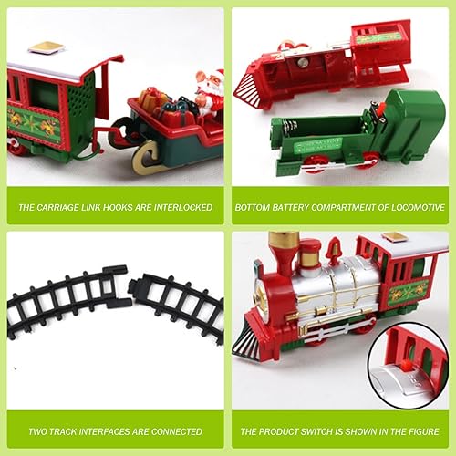 Miniatura 8 de Juego de tren de Navidad, juguete eléctrico de tren de árbol de Navidad con luz y sonido, juegos colgantes para alrededor del árbol, niños y niñas