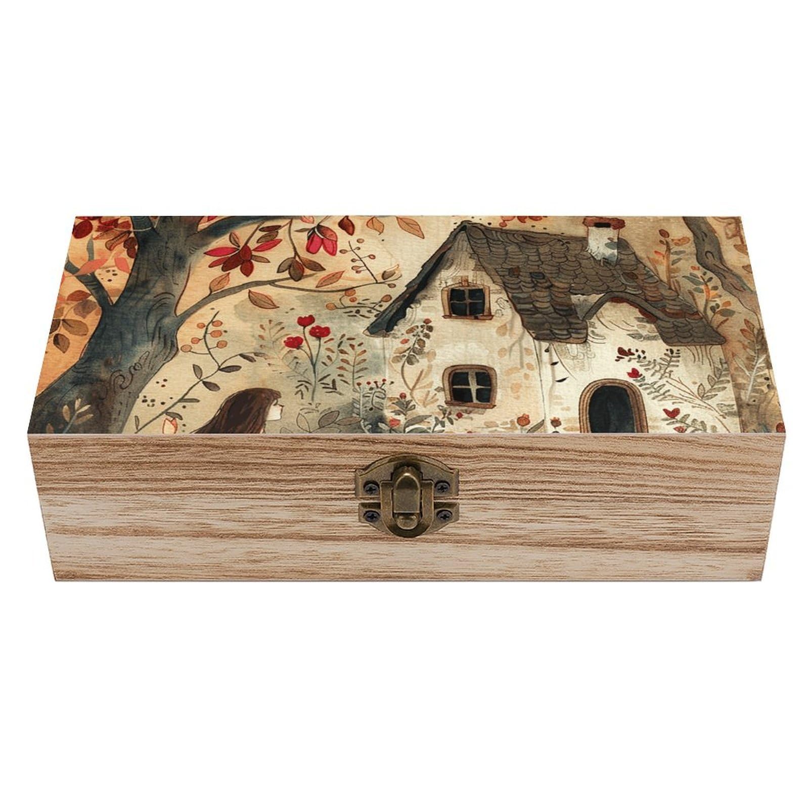 HLBSDM Vintage Wooden Storage Box Sitting in The House Keepsake Box for Jewelry Photos Letters Elegant Desktop Organizer for Home Office Decor