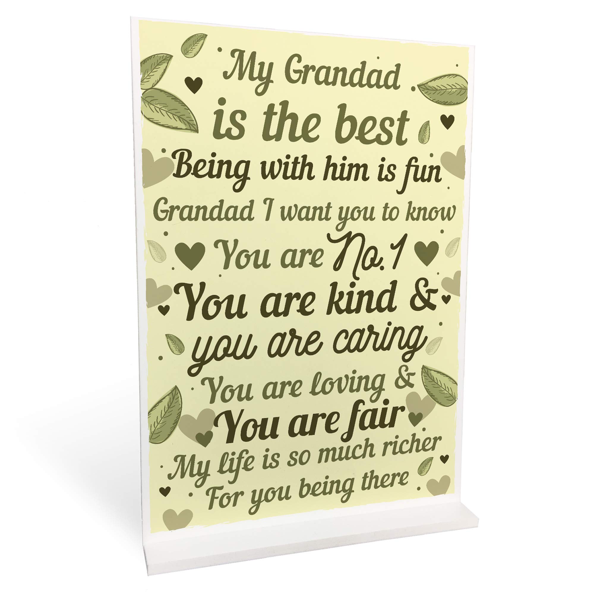 Red Ocean THANK YOU GIFT For Grandad Standing Plaque Birthday FATHERS Day Gift For Grandad Dad Keepsake Sign