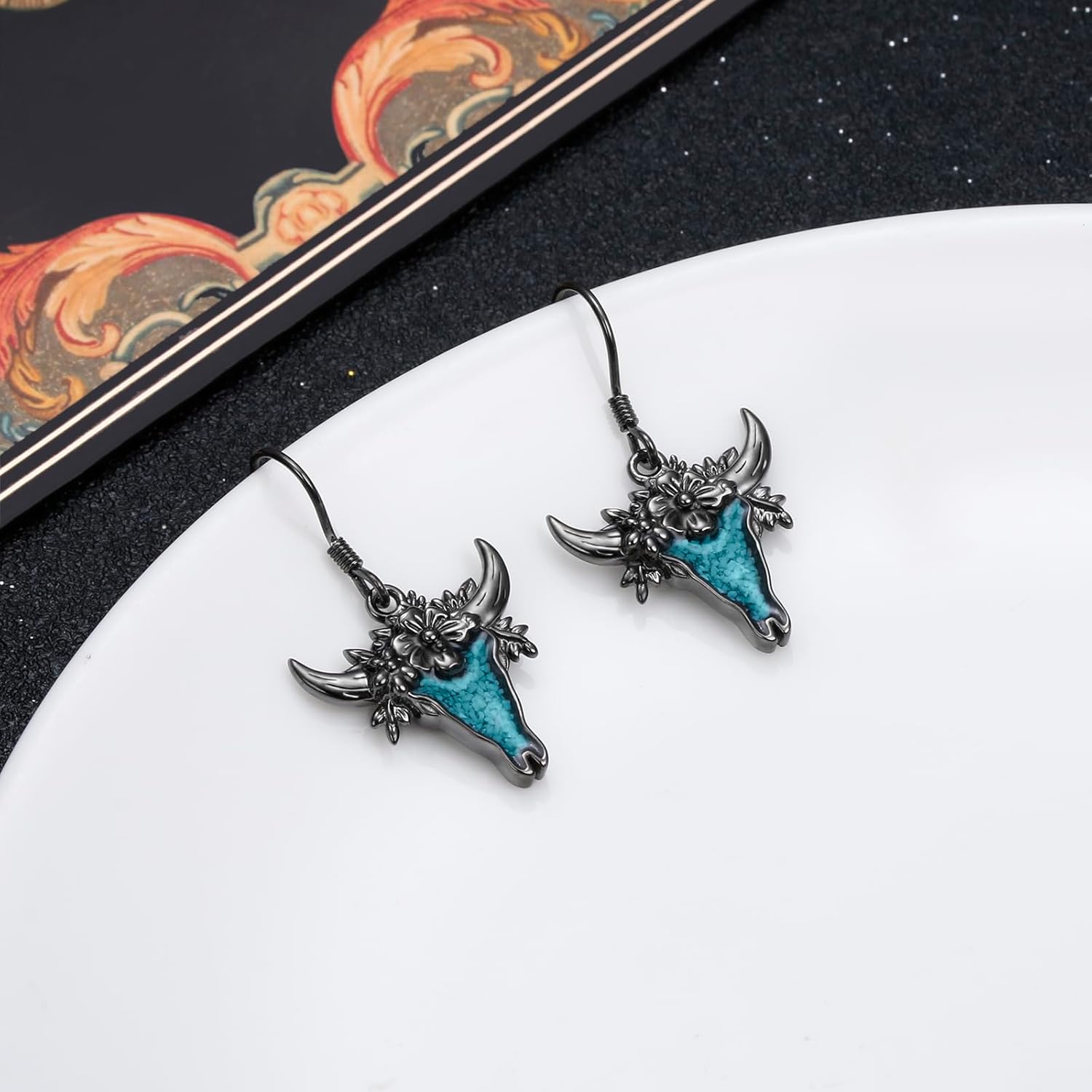 Turquoise Western Earrings for Women 925 Sterling Silver Cowgirl Dangle Earrings Western Country Jewelry Gifts for Cowgirl Cowboy