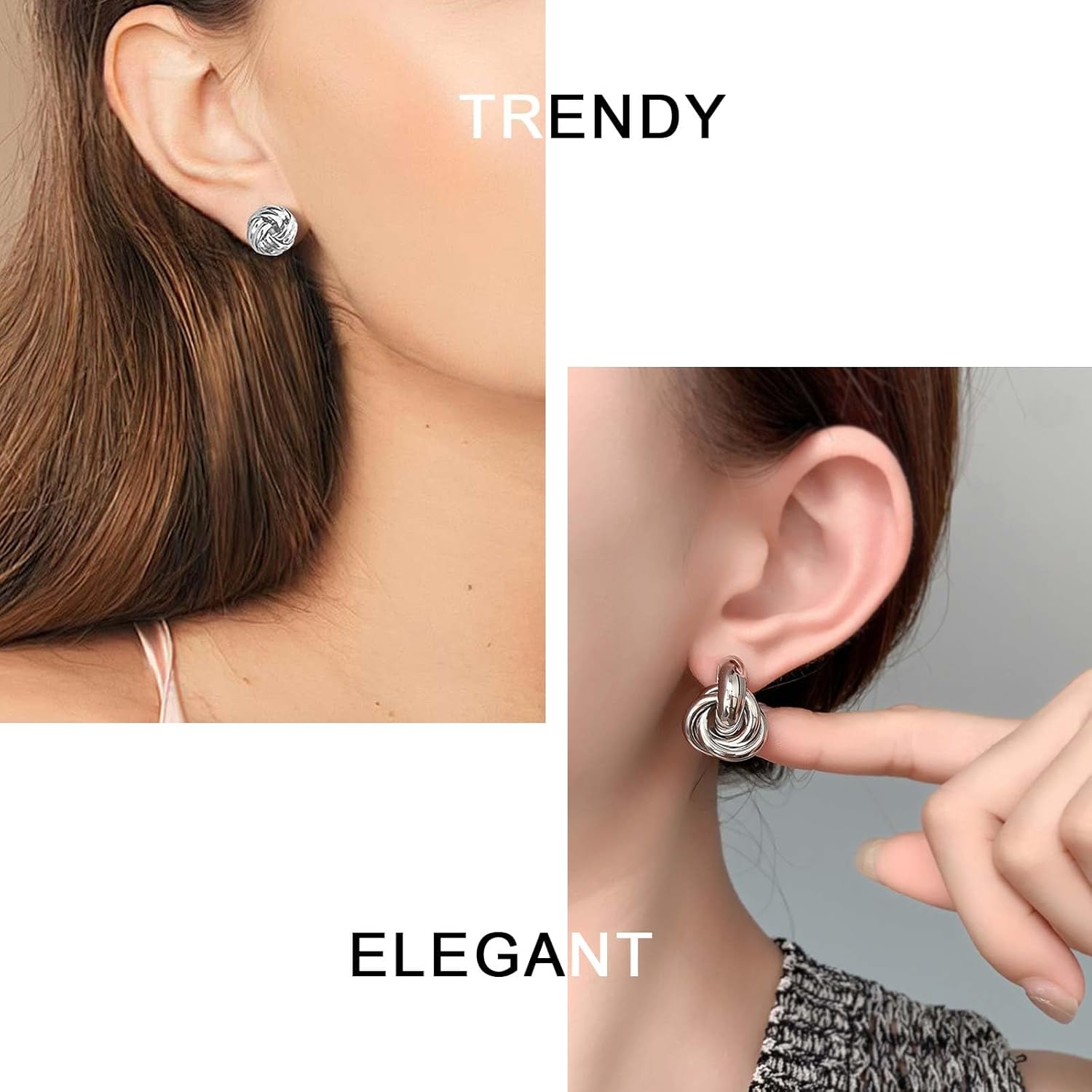 6 Pairs Gold Dangle Earrings for Women, 14K Gold Plated Earrings Geometric Knot Drop Huggie Earrings Trendy Jewelry Gifts - Image 4