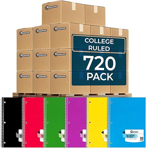 Miniatura 42 de Cuaderno de 5 materias con rayas universitarias, paquete de 6 valores, 300 páginas (150 hojas), 8 x 10-1/2 pulgadas, cuadernos en espiral de 5