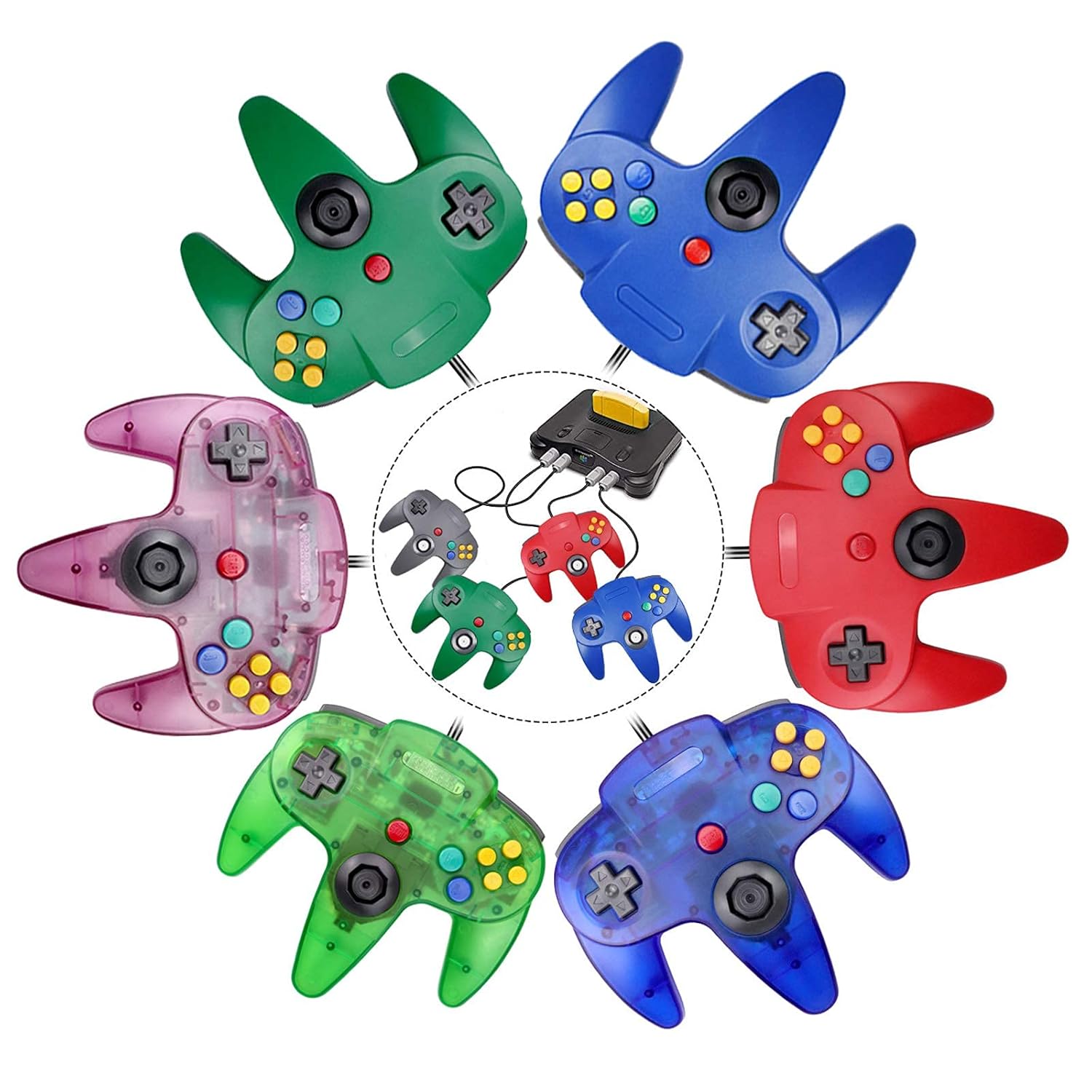 King Smart Wired N64 Controller,Upgrade Joystick Gamepad Controller for Original Nintendo 64 Console (Sapphire Blue and Clear Red) (Gray and Orange) (Renewed)