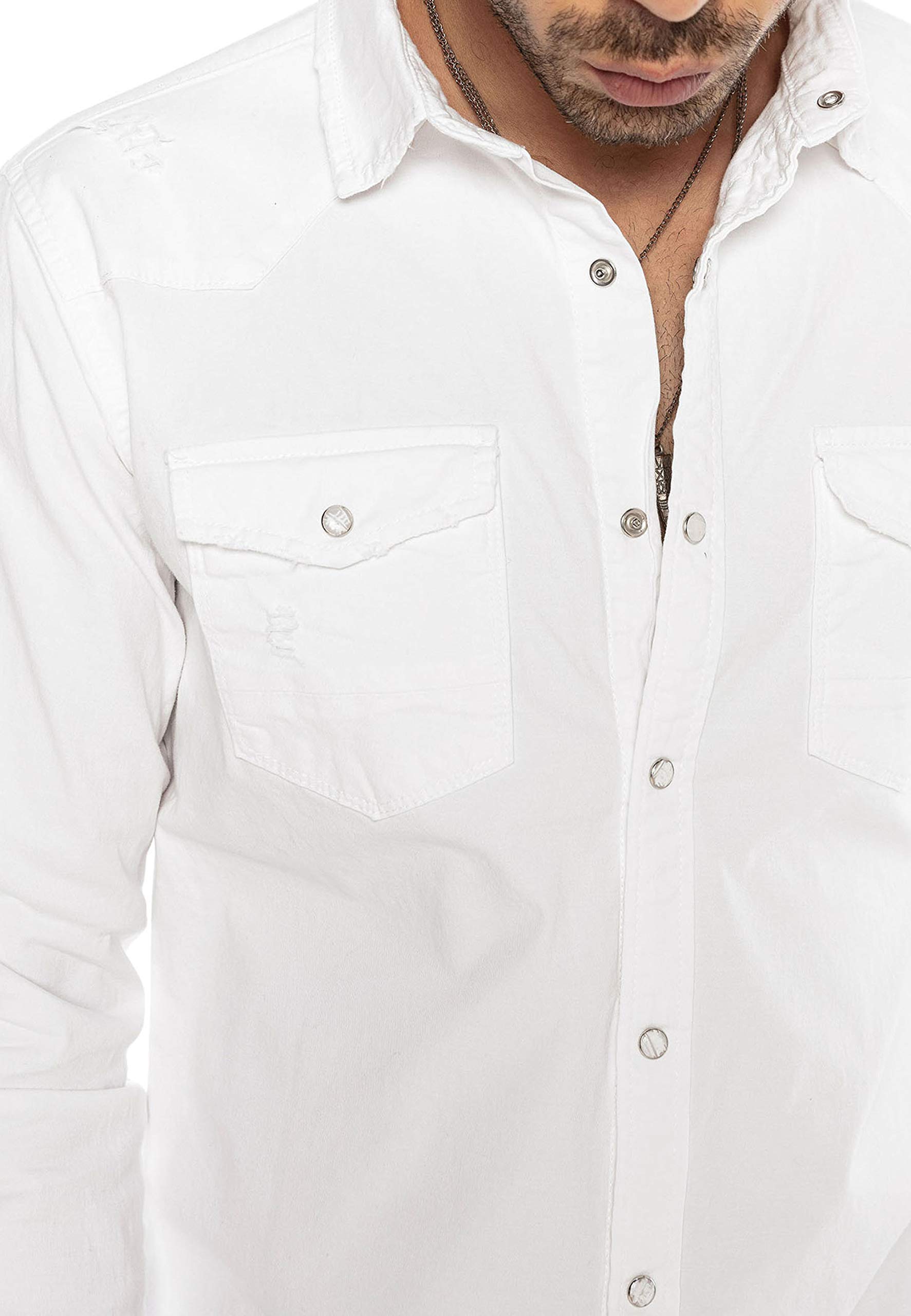 Redbridge Camicia a Jeans da Uomo Stile Casual Denim Cotone