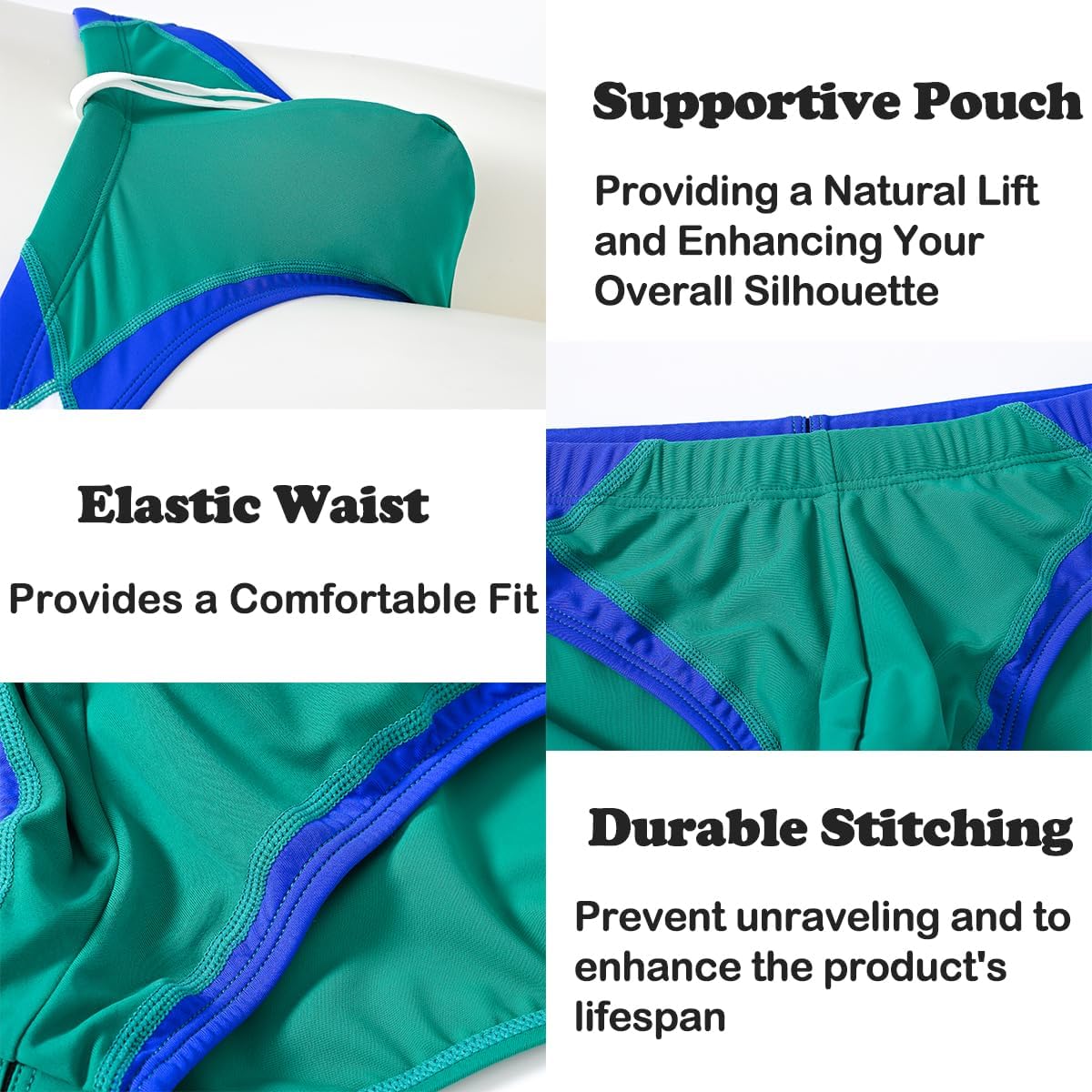 Mens Sexy Swim Briefs Bikini Swimwear Bulge Pouch Bathing Suits Low Rise Swimsuit with Drawstring