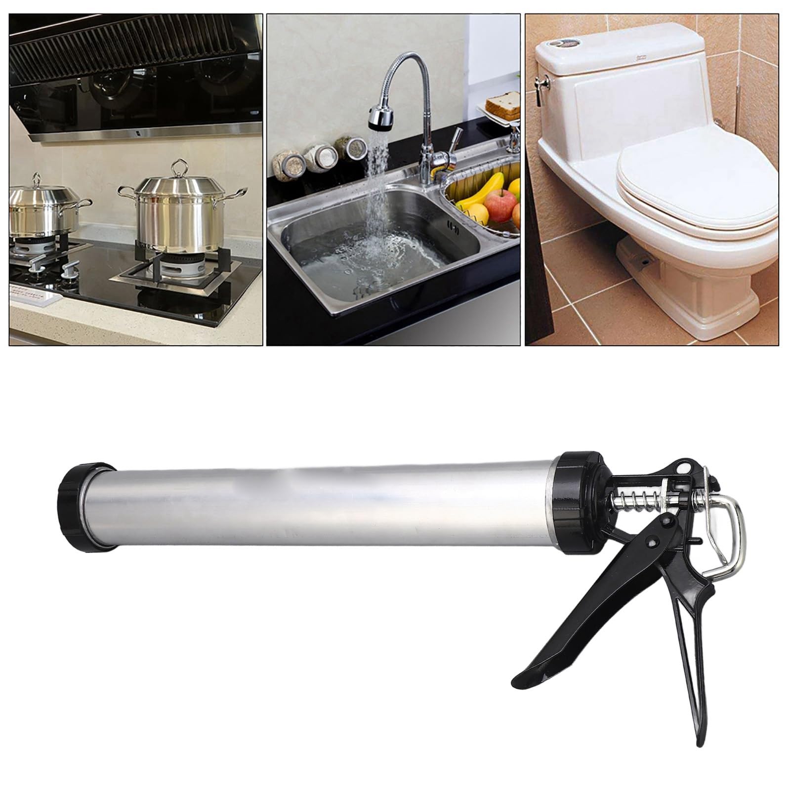 1 Pistolet À Calfeutrage 600 Ml Outil De Calfeutrage Avec 10 Buses Pour Mastic En Silicone