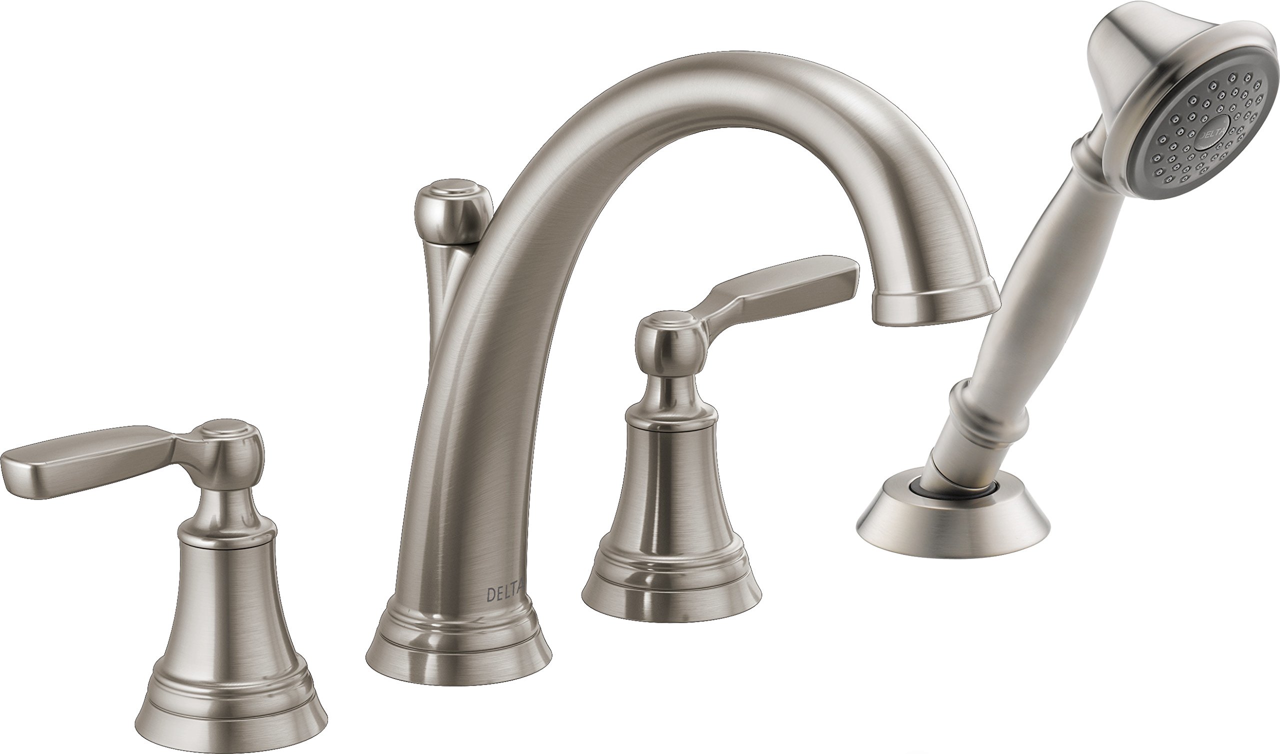 Delta Woodhurst Roman Tub Faucet with Hand Shower, Brushed Nickel