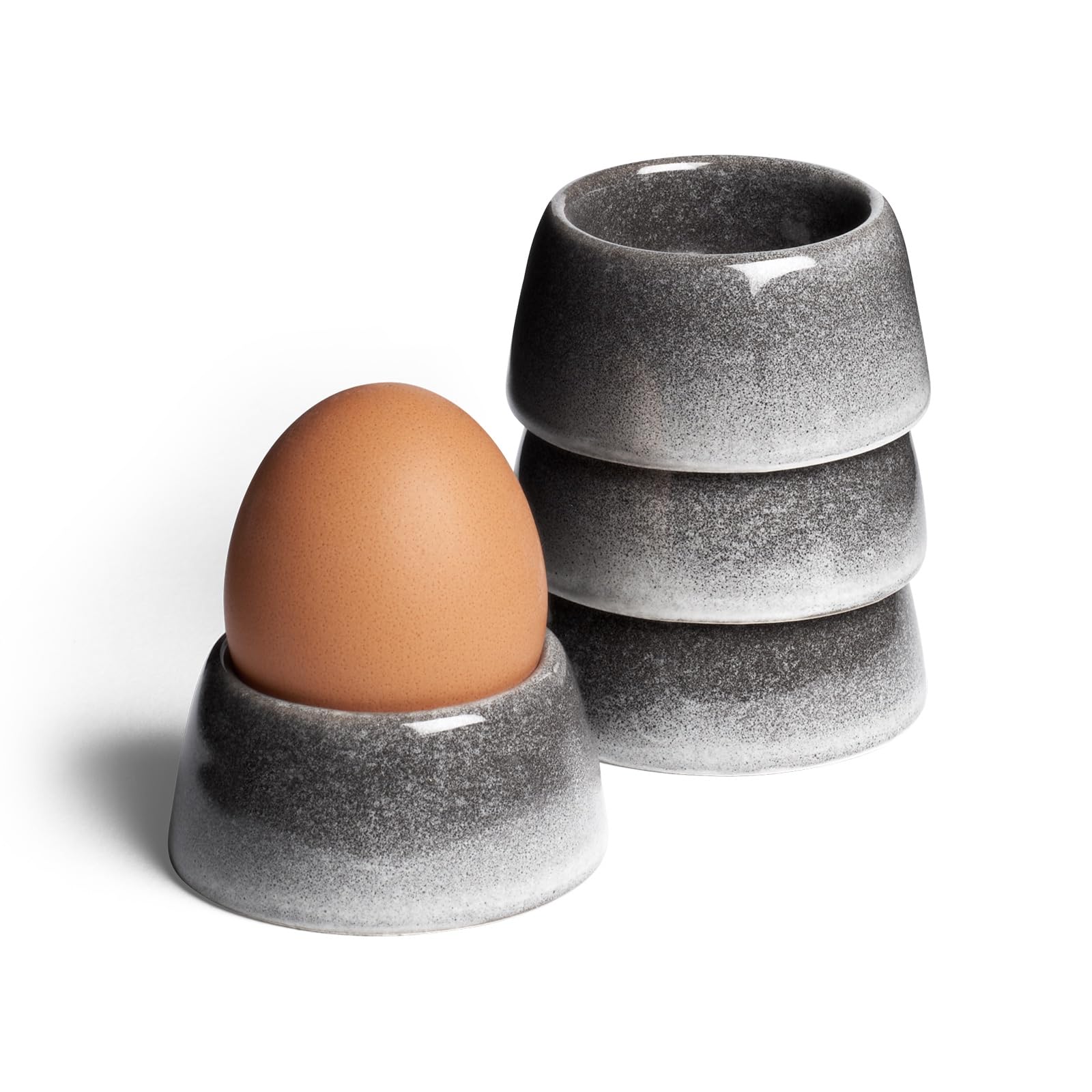 Springlane Eierbecher Misty Cliff 4er-Set – Handgefertigtes Steingut – Spülmaschinengeeignet – Elegantes Design für den Frühstückstisch, Reaktive Glasur