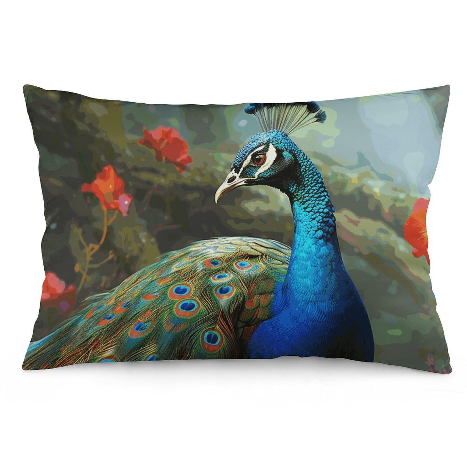 2 Pack Pillow Cases for Hair and Skin, Soft Breathable Pillow Case Covers with Hidden Zipper, Colorful Peacock Pillowcase 16 "x24 Pillow Covers for Sleeping Gift
