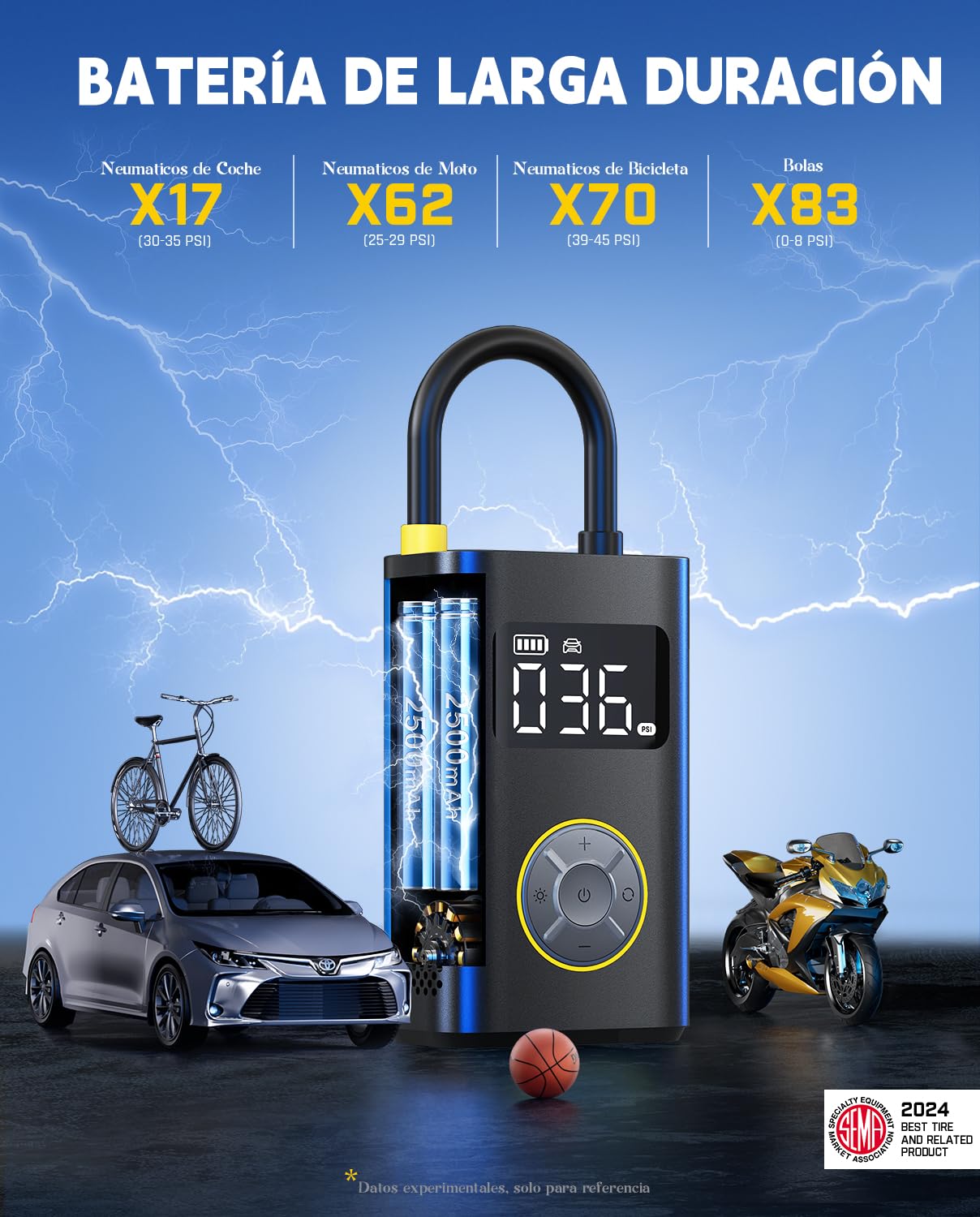 Fanttik X9 Pro Inflador de Neumáticos Portátil para Moto, Bomba Eléctrica de 27s de Inflado Rápido con Manómetro Digital para Neumáticos, Compresor de Aire de 150PSI para Coche Compacto, Bola