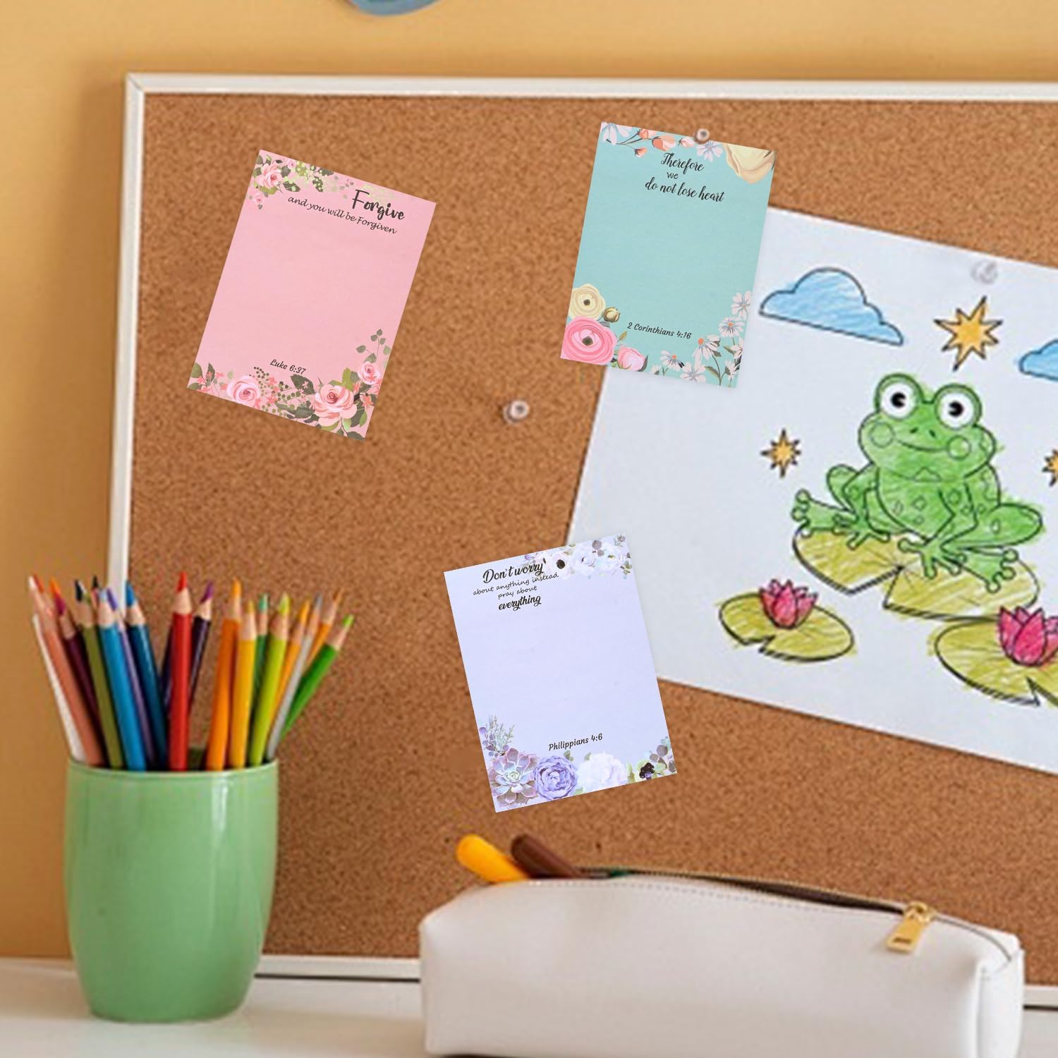 12 Pack Bible Sticky Notes - 360 Sheets Inspirational Memo Pads 4x3 Inch Floral Design Self-Stick Note Pads Bible Verse Quotes Notepads Gifts for Writing Notes Back to School Gifts Office Supplies - Image 7