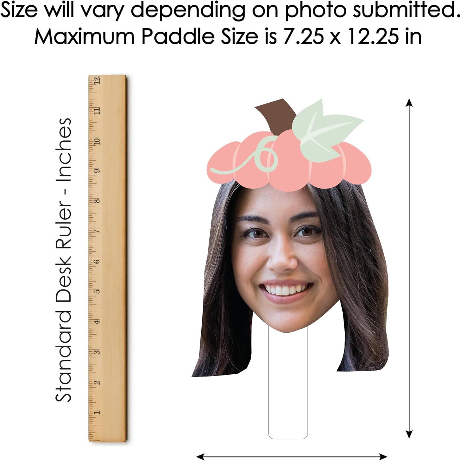 Big Dot of Happiness Custom Photo Girl Little Pumpkin - Fall Birthday Party Head Cut Out Photo Booth and Fan Props - Fun Face Cutout Paddles - Set of 6