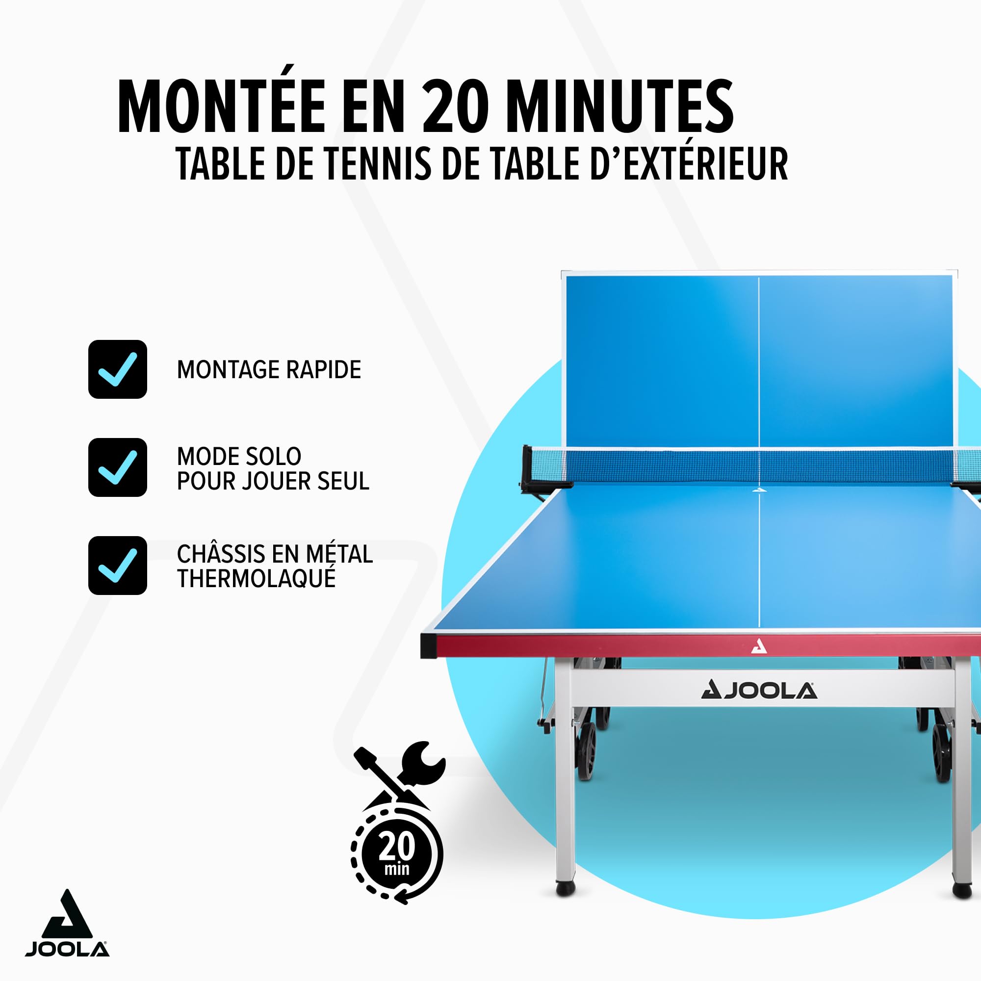 JOOLA Table de ping-Pong Professionnelle en Aluminium 6 mm - Surface Composite résistante aux intempéries - Montage Rapide, Outdoor