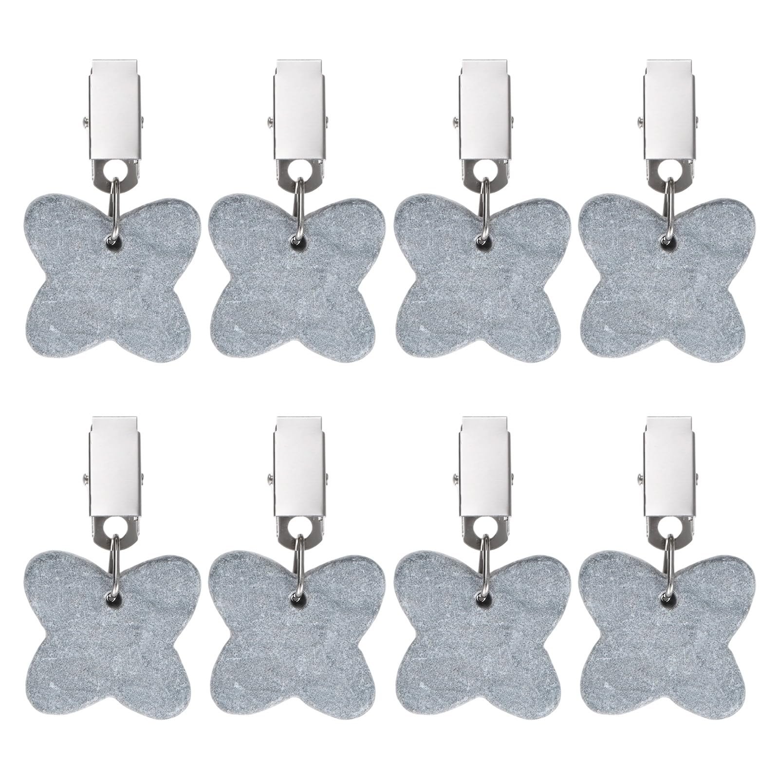 M METERXITY 8-Pack Tablecloth Weights, 2.68 Inch Marble Table Cover Weights with Metal Clips for Decoration/Outdoor Picnic/Family Dinner Party, Table Cloth Hangers [Gray, Butterfly]