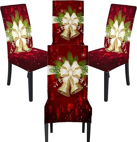 Miniatura 8 de Timberer Juego de 4 fundas para sillas de Navidad, fundas elásticas para sillas de cocina, fundas lavables para comedor, fiestas de vacaciones,