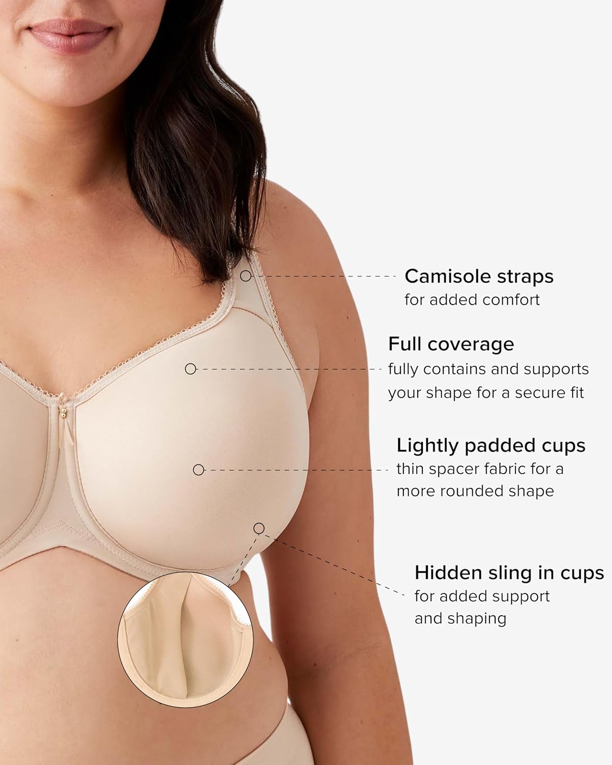 Wacoal Women's Basic Beauty Lightly Padded Underwire Full Coverage T-Shirt Bra, 853192 - Image 3