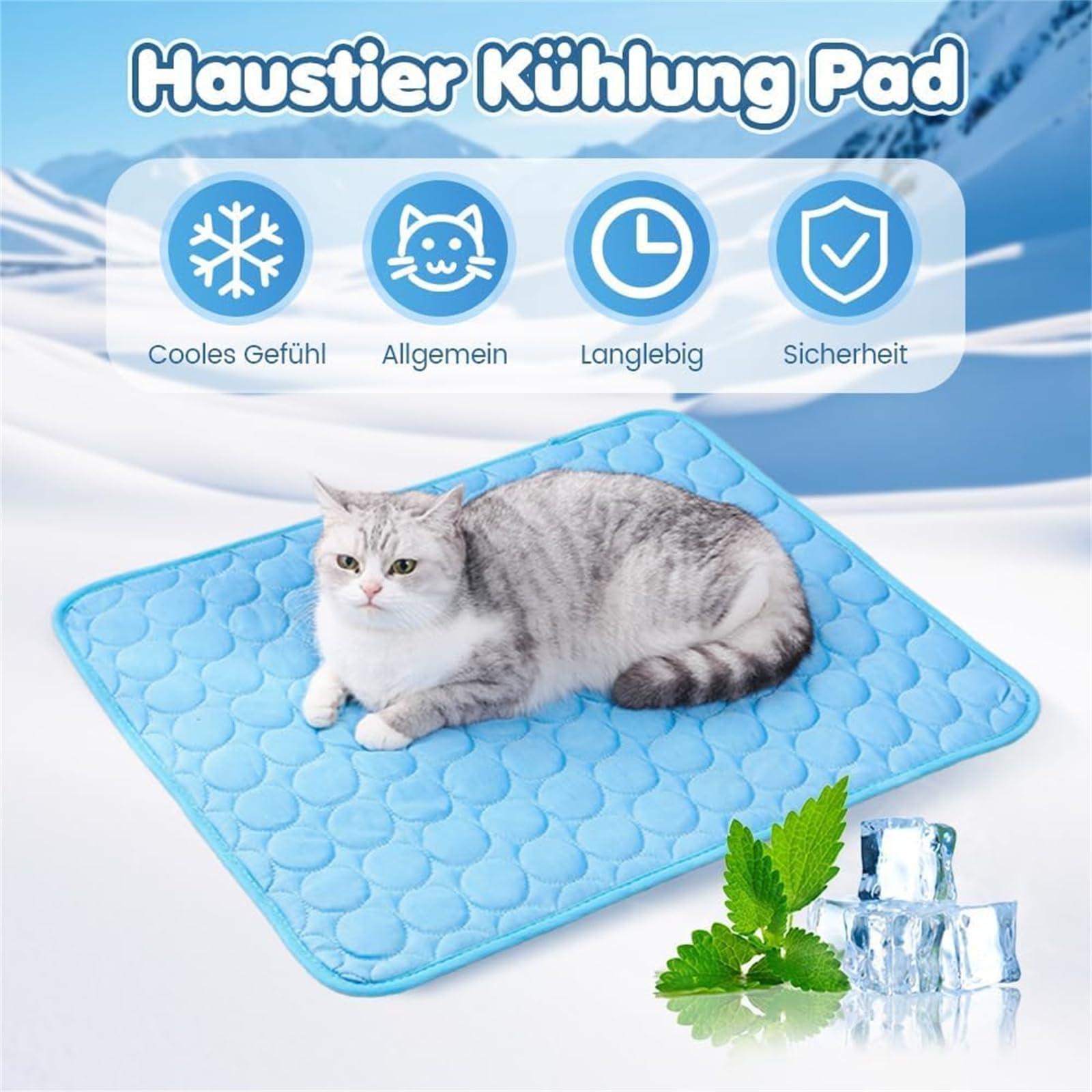 Kühlmatte Hund Katze, Kühlmatte Selbstkühlend für Katzen Hunde Kühldecke | Sommer Hundematte Bett Katzenkühlmatte Atmungsaktiv Tragbare Waschbar Kühlkissen Pet Cooling Mat für Hause Auto Reisen