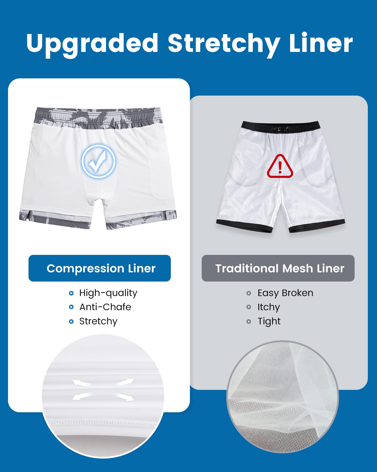maamgic Herren-Badehose, 12,7 cm, schnelltrocknend, elastische Strandshorts mit Netzfutter und Reißverschlusstaschen