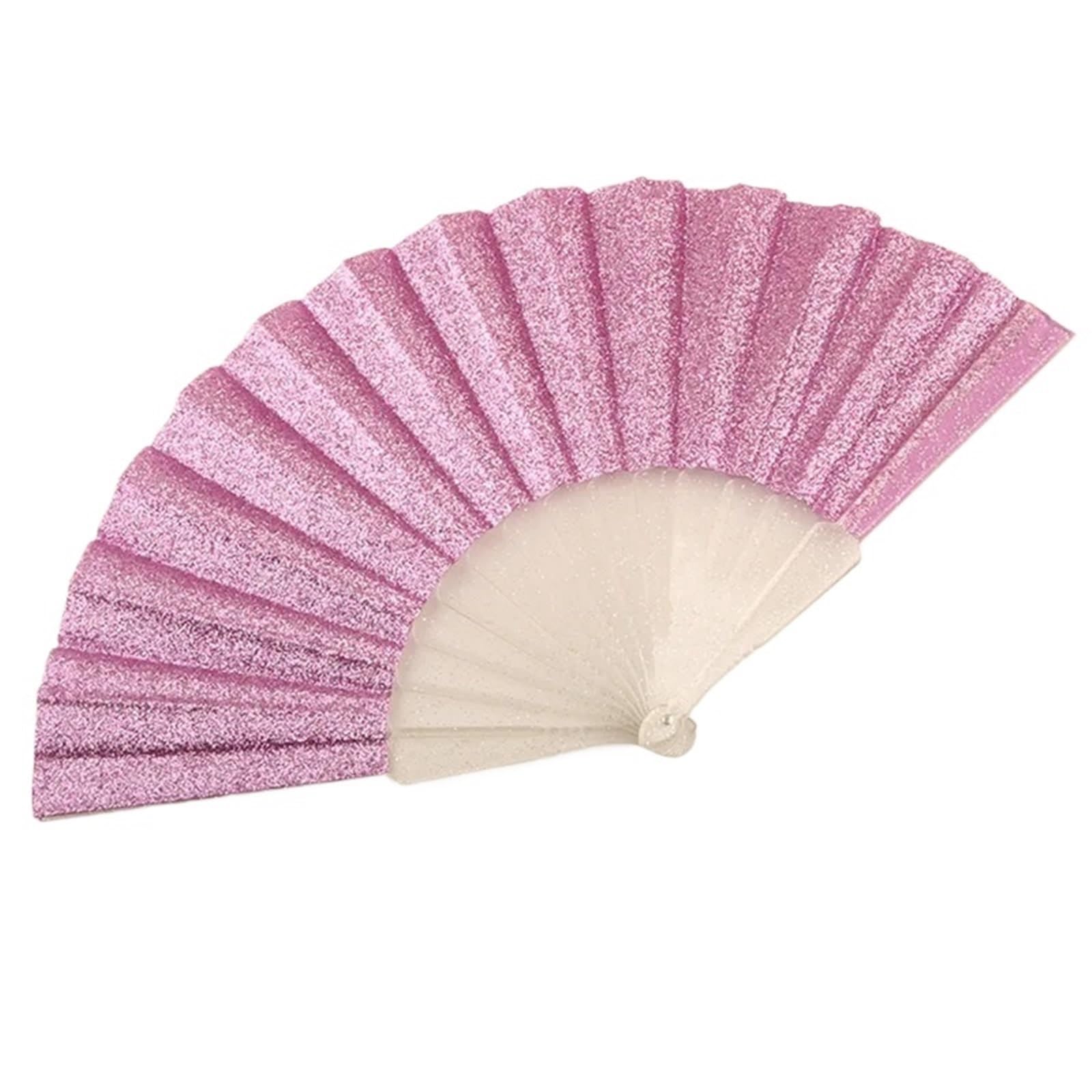 WLIHDB 10Pcs Glitter Folding Hand Fans For Women Foldable Handheld Clack For Line Dancing for Summer(Color6)