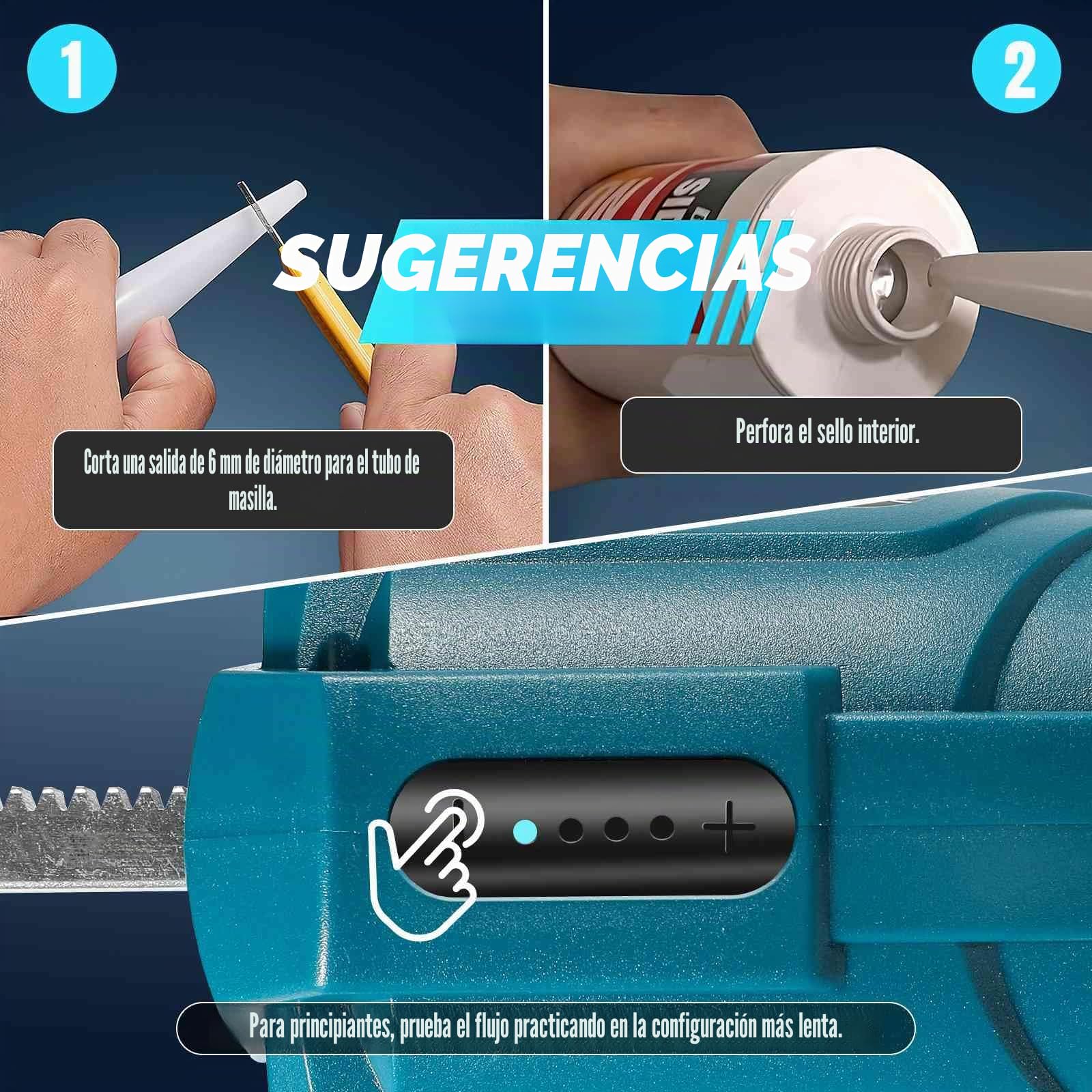 Pistola de silicona eléctrica para Makita 18 V, pistola de cartucho inalámbrica para cartuchos de 300 ml, 4 velocidades ajustables, pistola de cartucho eléctrico para sellar, sellado (2 baterías)