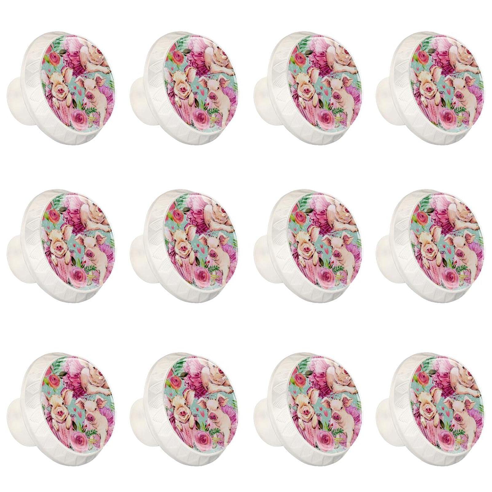 Boutons d'armoires imprimé cochon rose poignée décorative pour commode de chambre enfant