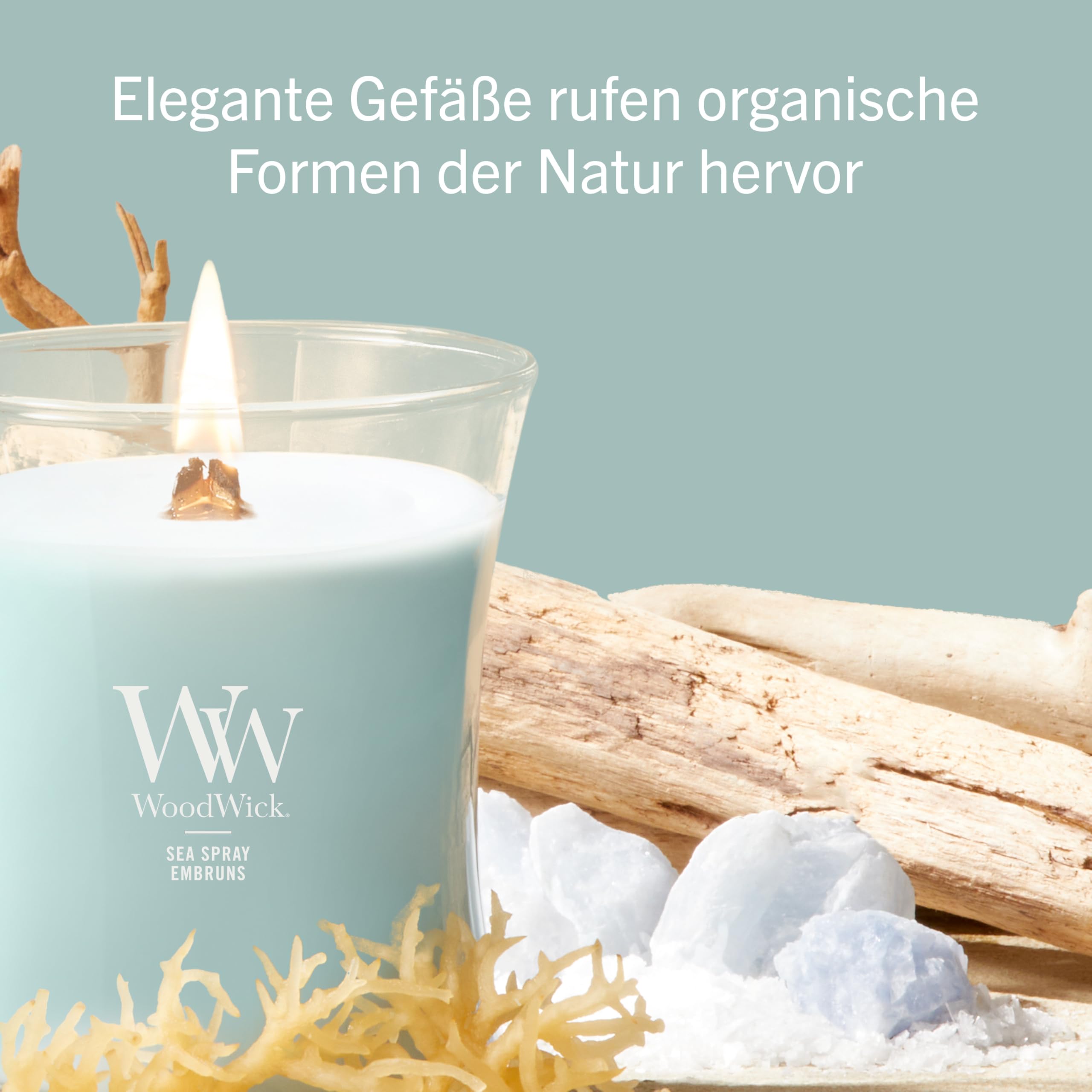 WoodWick Duftkerze | Mittlere Hourglass-Kerze | Sea Spray | Perfekte Geschenke für Frauen