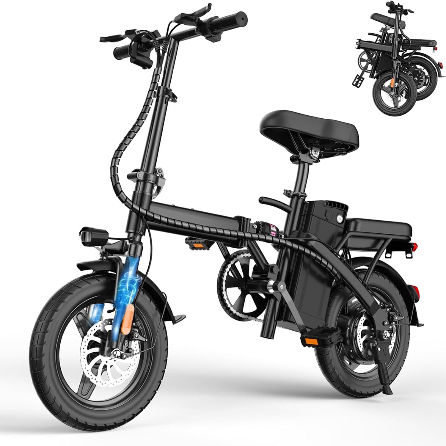 Folding Electric Bike for Adults, 14" Ebike 500W Peak Motor, 23MPH | 35 Miles PAS Range | 48V12Ah Removable Battery | Commuter Foldable Electric Bicycles | UL 2849 Certified | Pedal Assist