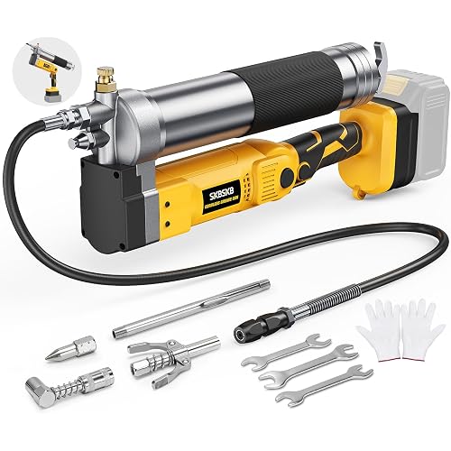 2-IN-1 Cordless Grease Gun for De-Walt 20V Battery, 12000PSI Electric Grease Gun Kit with Lock-On Trigger, 39.4" Hose Work with Bulk &Cartridge Grease for Truck, Farm Equipment (Battery Not Included)