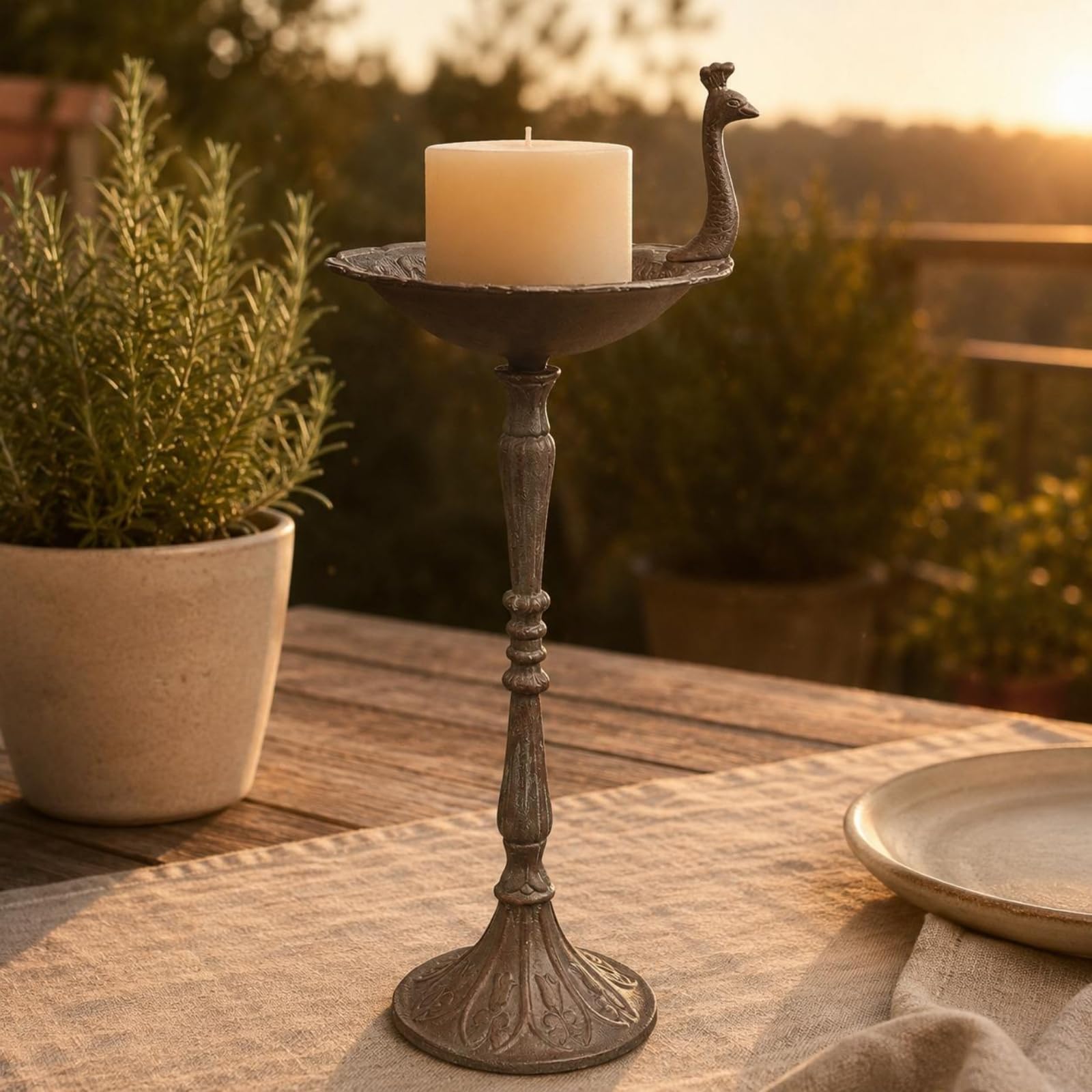 Comedero Aves Metal Decorativo Comedero Aves Pie Base Acampanada Adorno Jardín para Patio