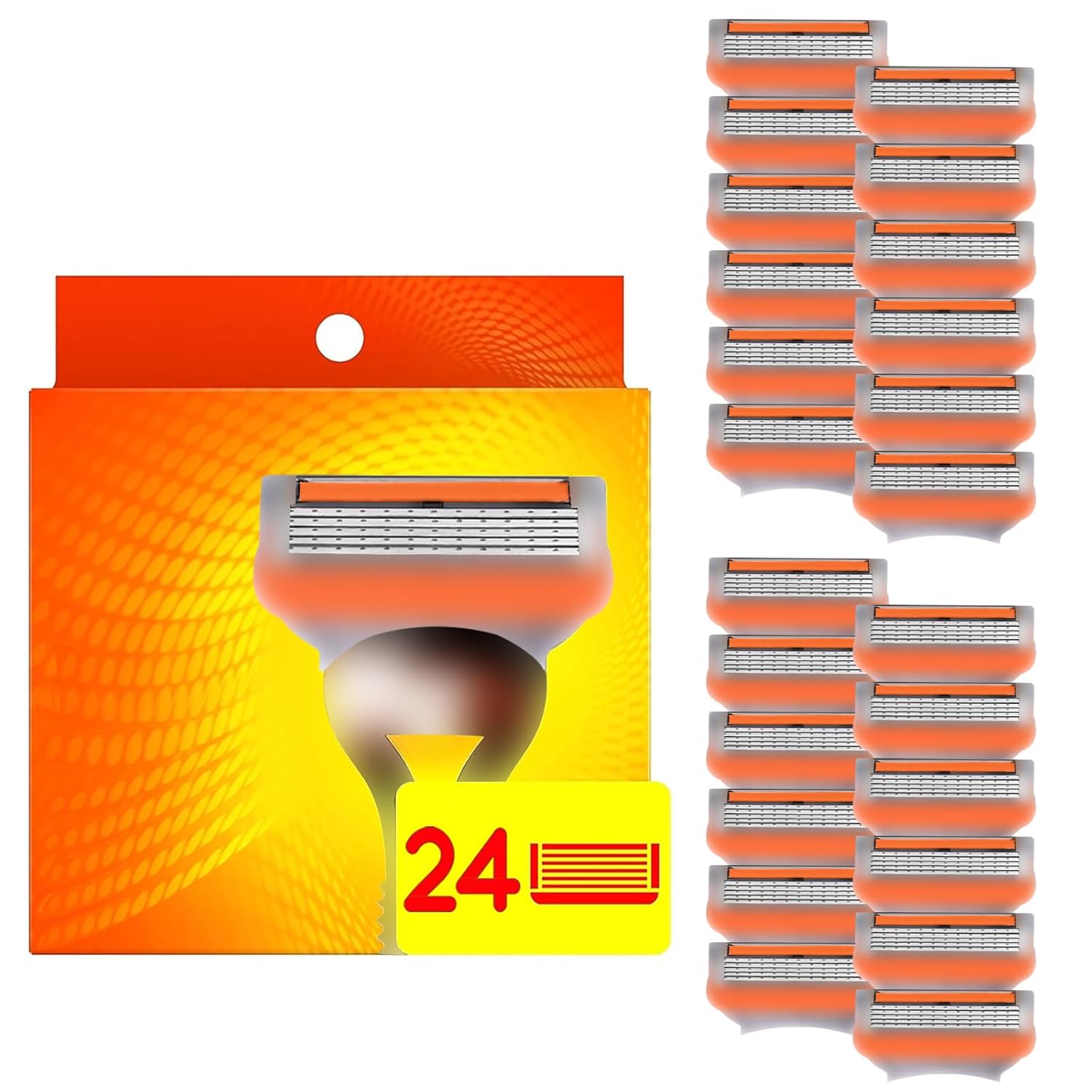 24Pcs Premium Razor Blades for Men compatible gillette fusion 5 blades refills -5-Layer Stainless Steel Refills Compatible with Fusion 5 Style Razors,Smooth Shaving Replacement Cartridges Value Pack