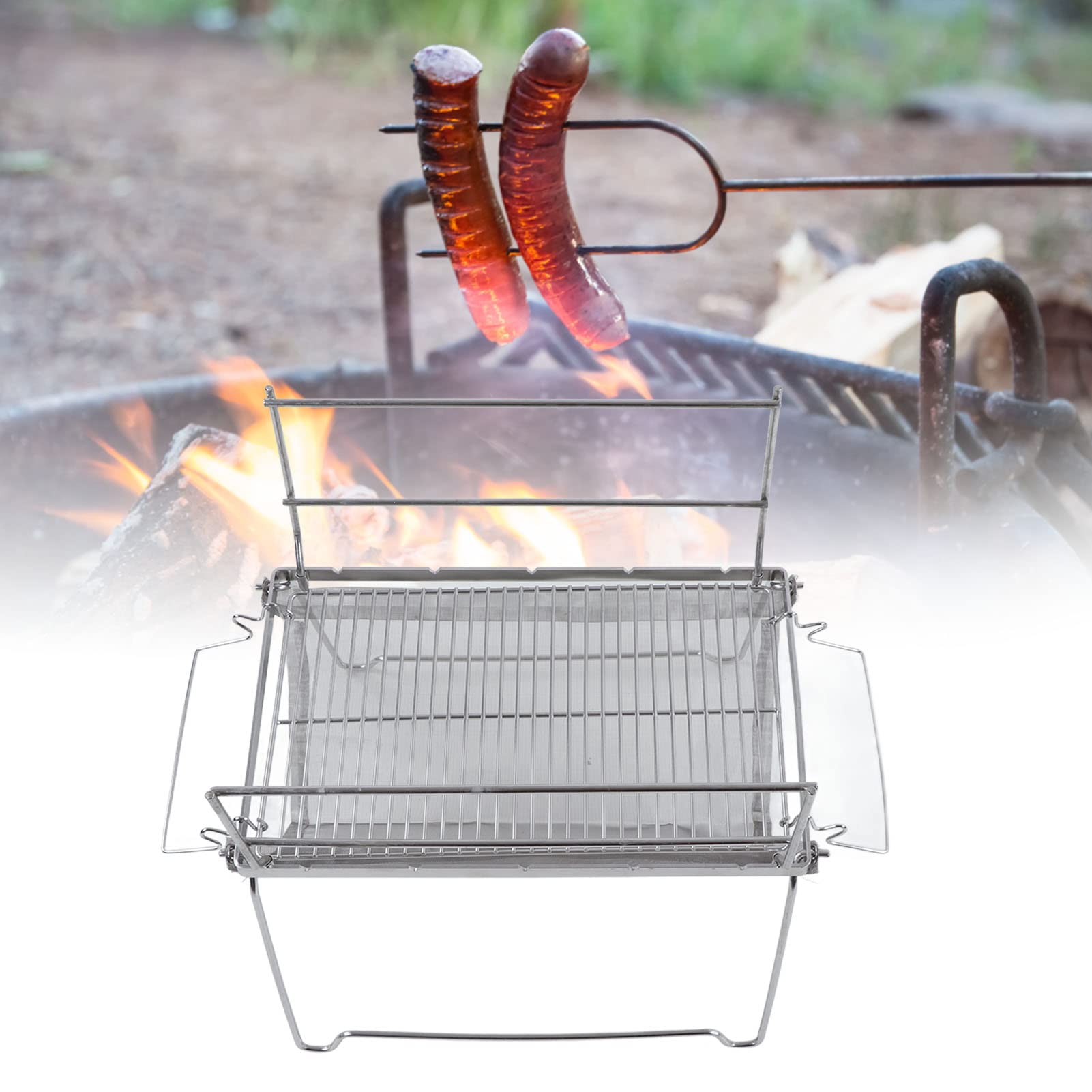 Parrilla Camp Parrilla Acero Inoxidable Plegable Barbacoa para Camping Cocina al Aire Portátil 5 Unidades