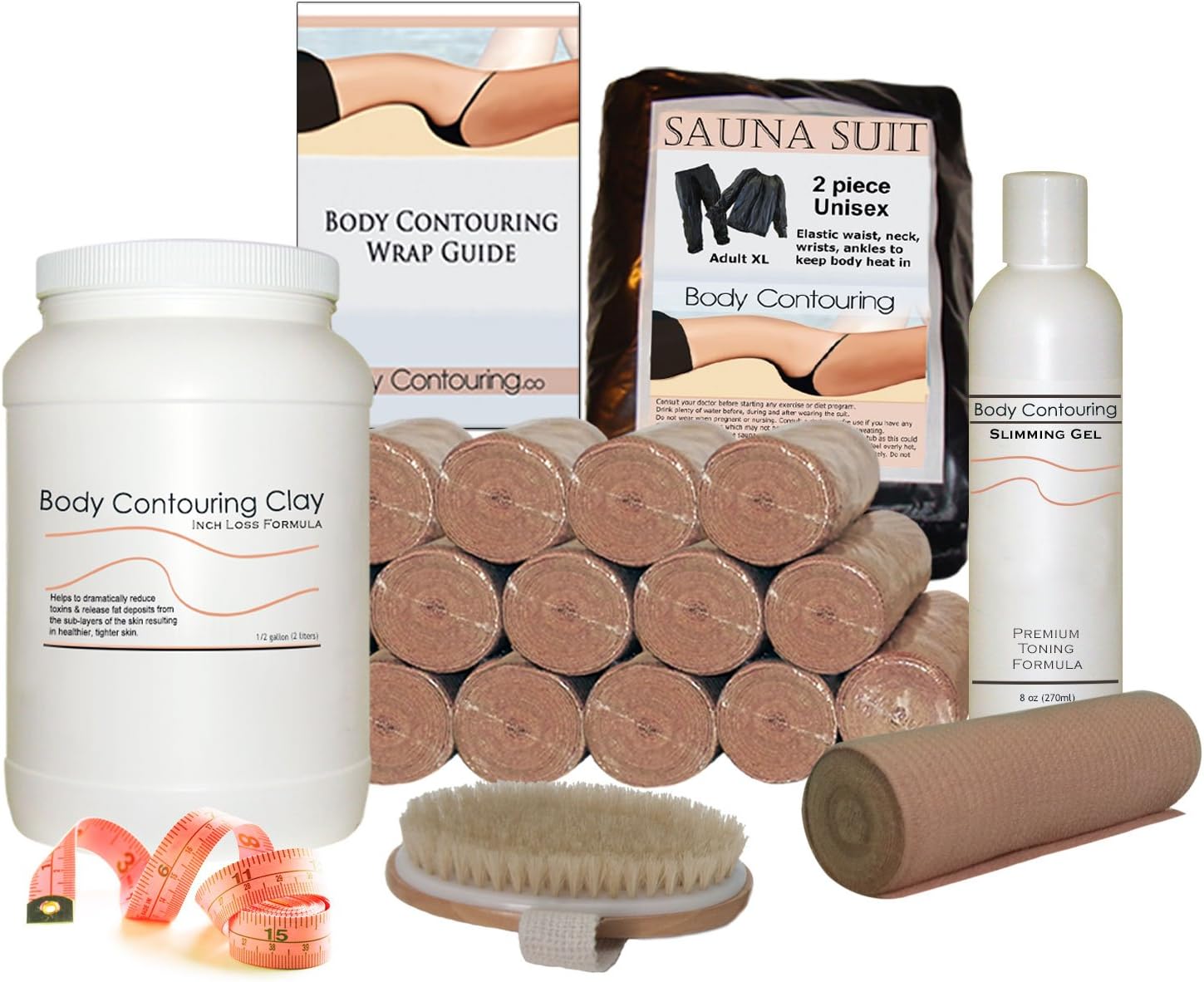 Body Contouring Clay Body Wrap Kit Deluxe - 16+ Full at Home Treatments - It Works Better!