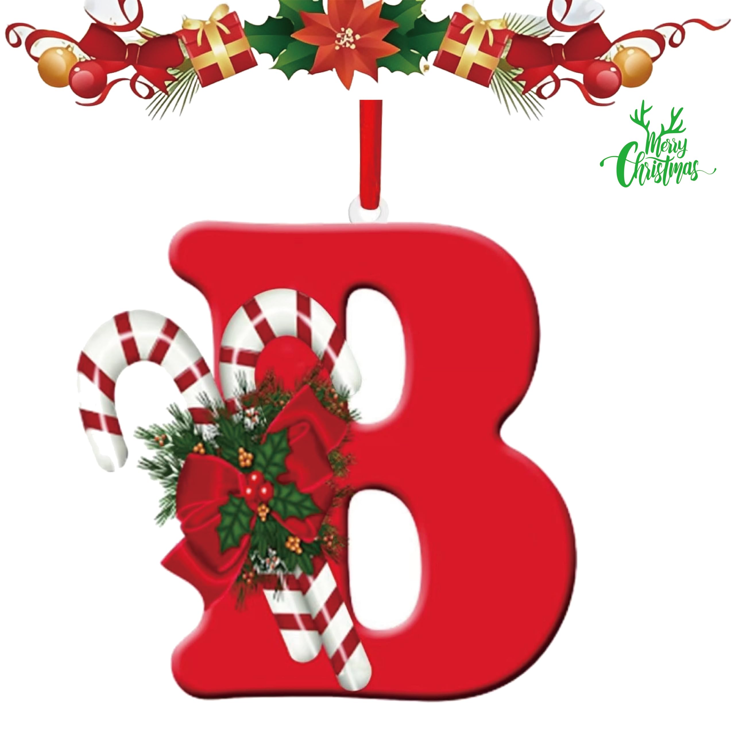 letter hanging Christmas tree decoration is a must-have for personalized DIY Christmas decoration. It is sturdy, not easily damaged or deformed, and can be used both indoors and outdoors (Letters-B)