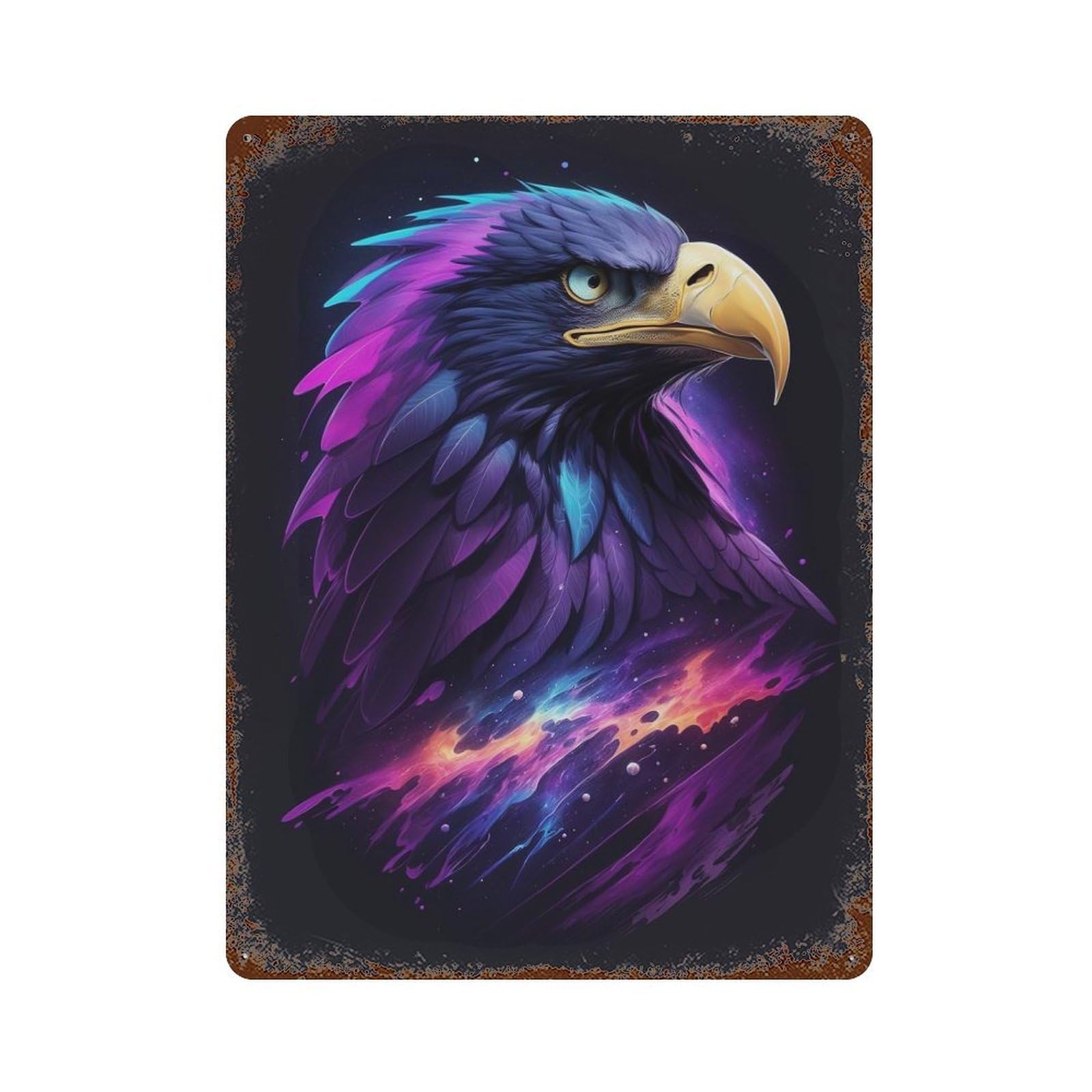 Eagle Cosmic Vintage Rust Metal Sign 15.7"x11.8", Shabby Chic Decor for Living Room, Hallway And Home Decor