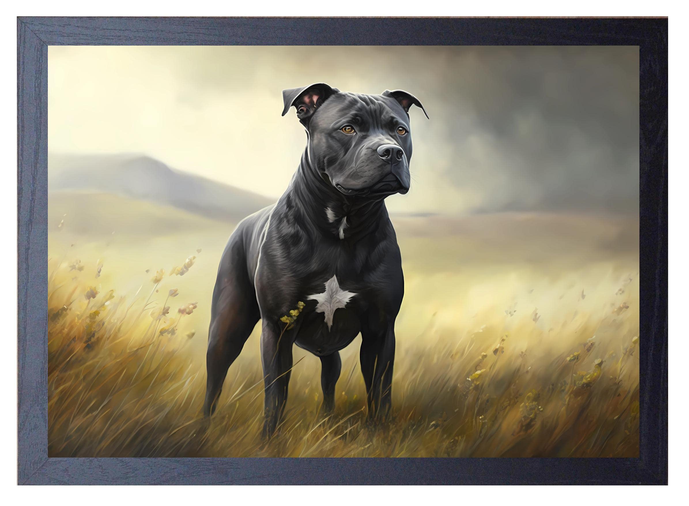 Signed By The Stars Multi Beauitiful Vivid Fine Art Print Of A Staffordshire Bull Terrier (Staffy) Painting (Picture 10) Print Size 29.7Cm X 21Cm