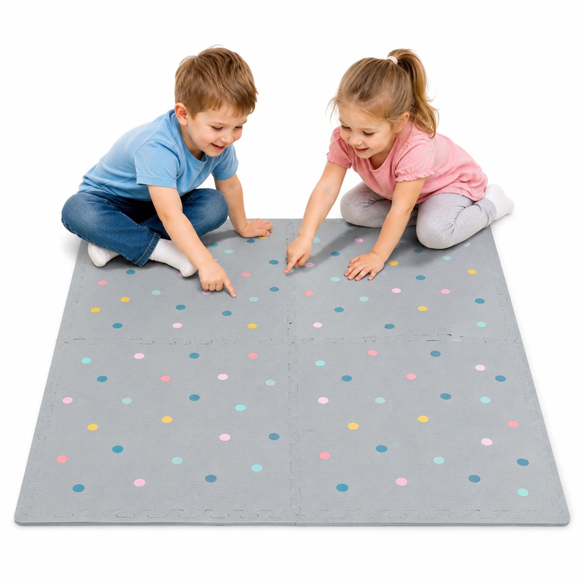 Kids Interlocking Foam Play Mat – Large Foam Tiles, 1.5cm Thick EVA Foam Floor Mats for Children, Non-Toxic Puzzle Foam Mats for Playroom, Indoor & Outdoor Use