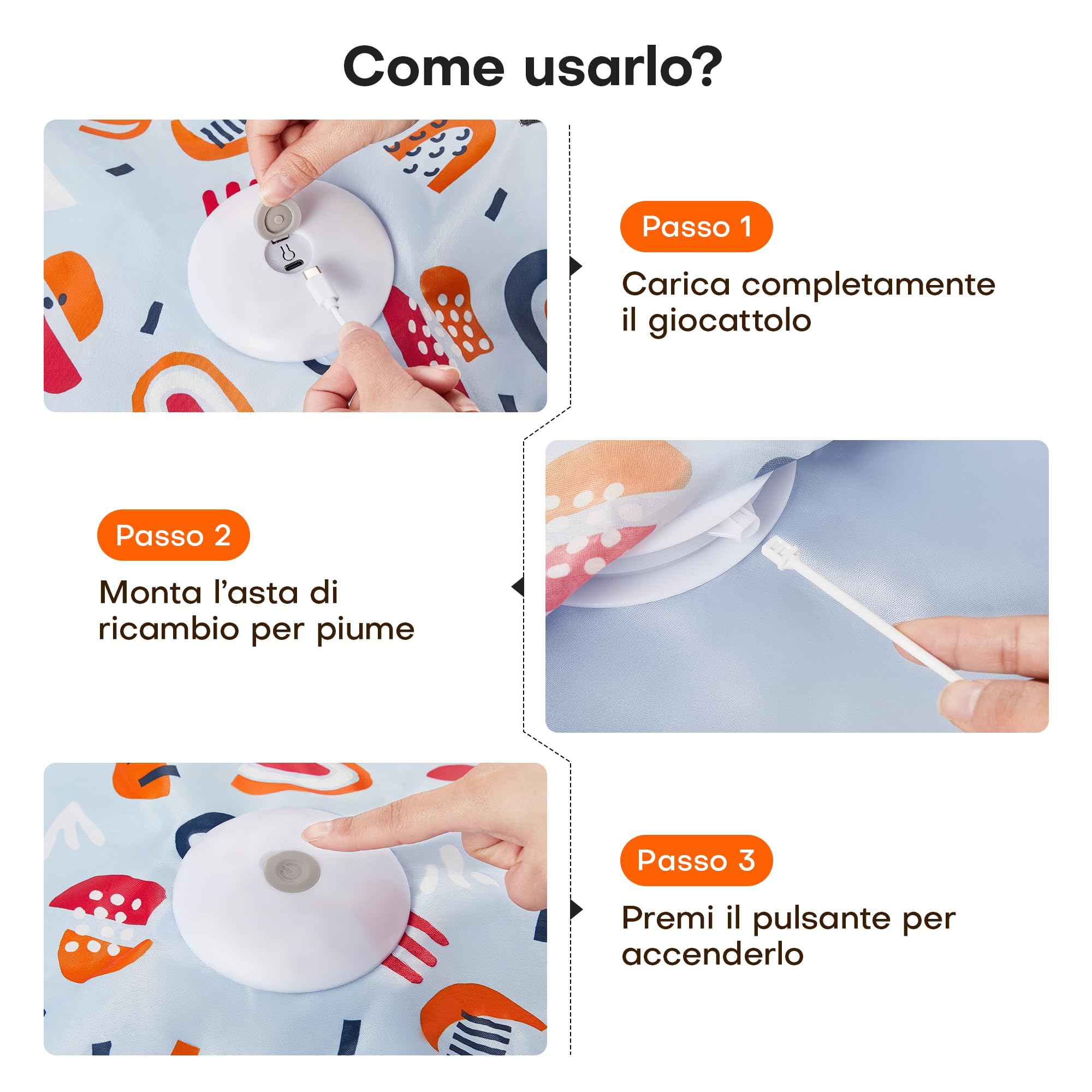 Potaroma Giochi per Gatti Interattivi Ricaricabili – Giocattolo con Piume Nascoste in Movimento, Suono Realistico di Topo, Attivazione al Tocco, per Gattini e Gatti Adulti da Interno Cover Floreale