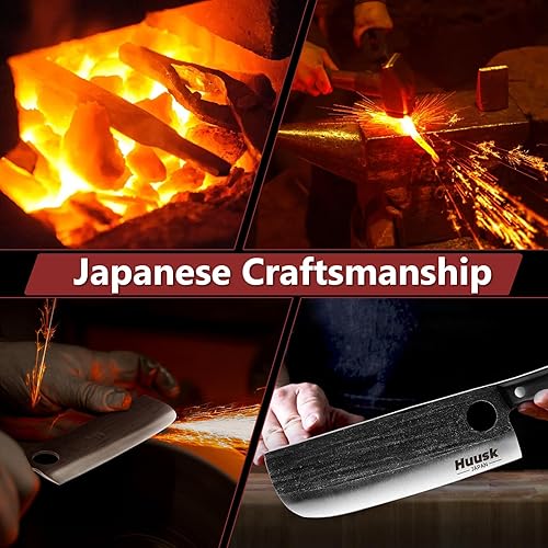 Miniatura 2 de Huusk Cuchillo japonés, cuchillos vikingos mejorados, cuchillo de deshuesado forjado a mano, cuchillo japonés de carnicero, cuchillo de cocina