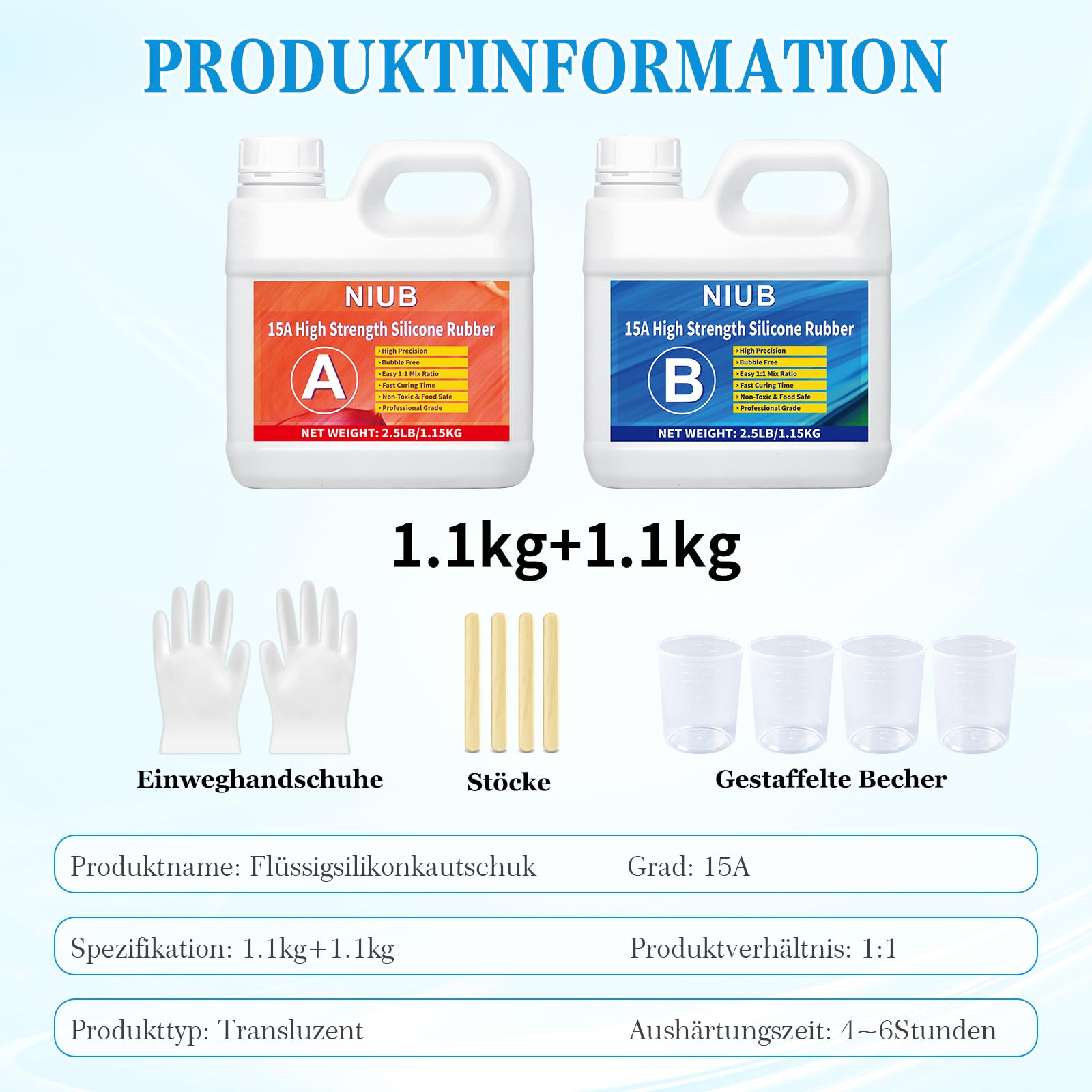 Abformsilikon,15A Flüssiges Silikon Abformmasse 2,5kg