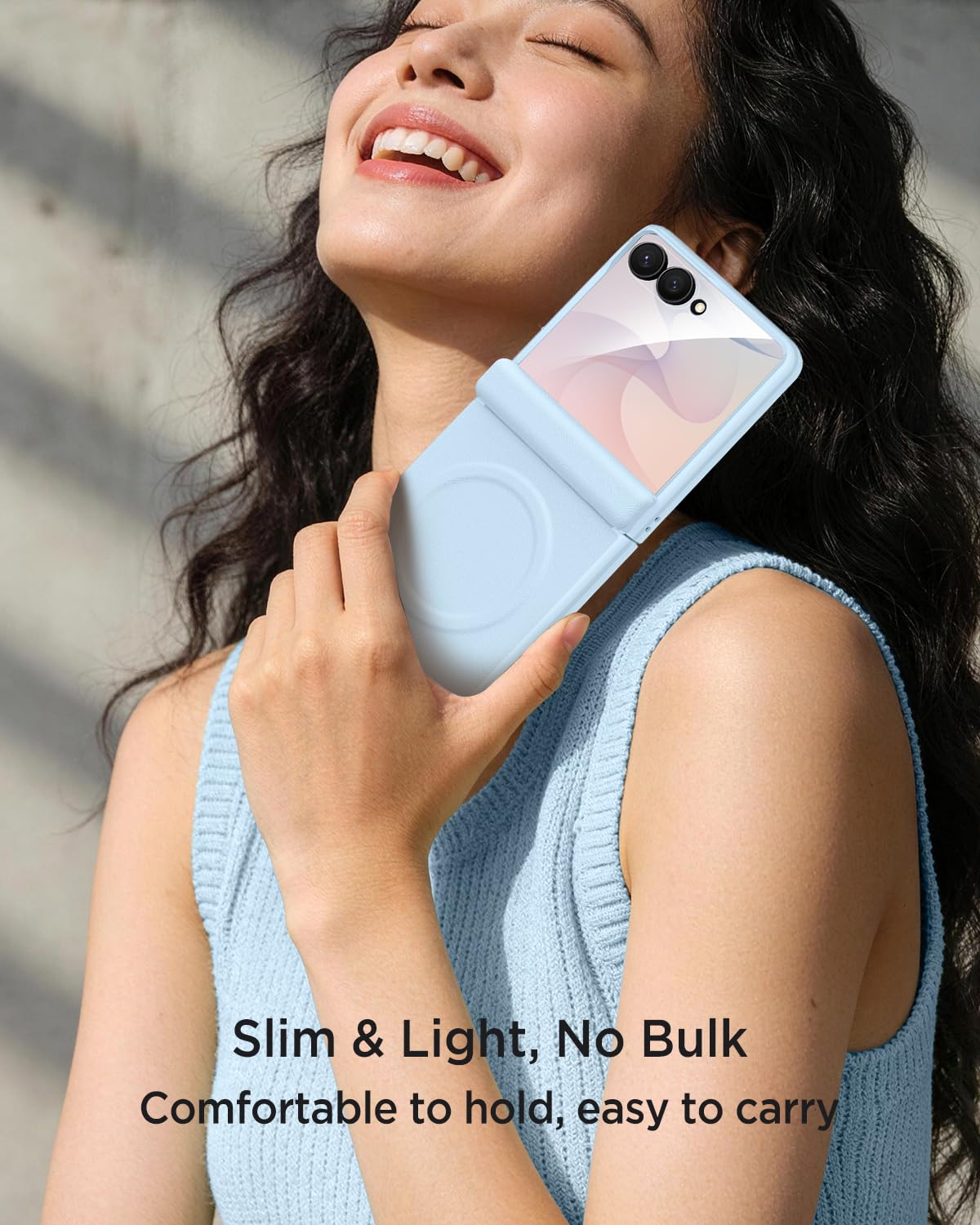 Miimall Custodia magnetica per Samsung Galaxy Z Flip 8 con cerniera e pellicola protettiva in vetro temperato [compatibile con Mag Safe], custodia rigida in pelle PU per Flip 8, blu
