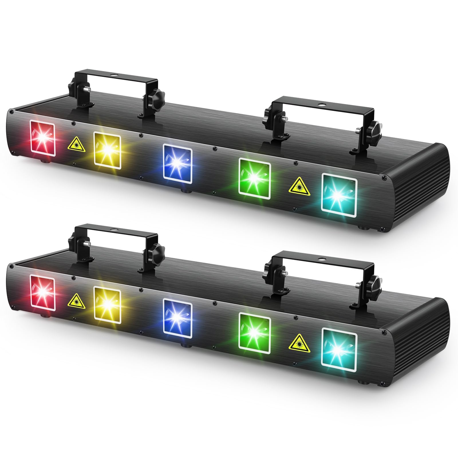 DJ Laser Lights, U`King 5 Beam Effect Sound Activated DJ Party Lights RGBYC LED Music Light by DMX Control for Disco Dancing Birthday Bar Stage Lighting(2PC)